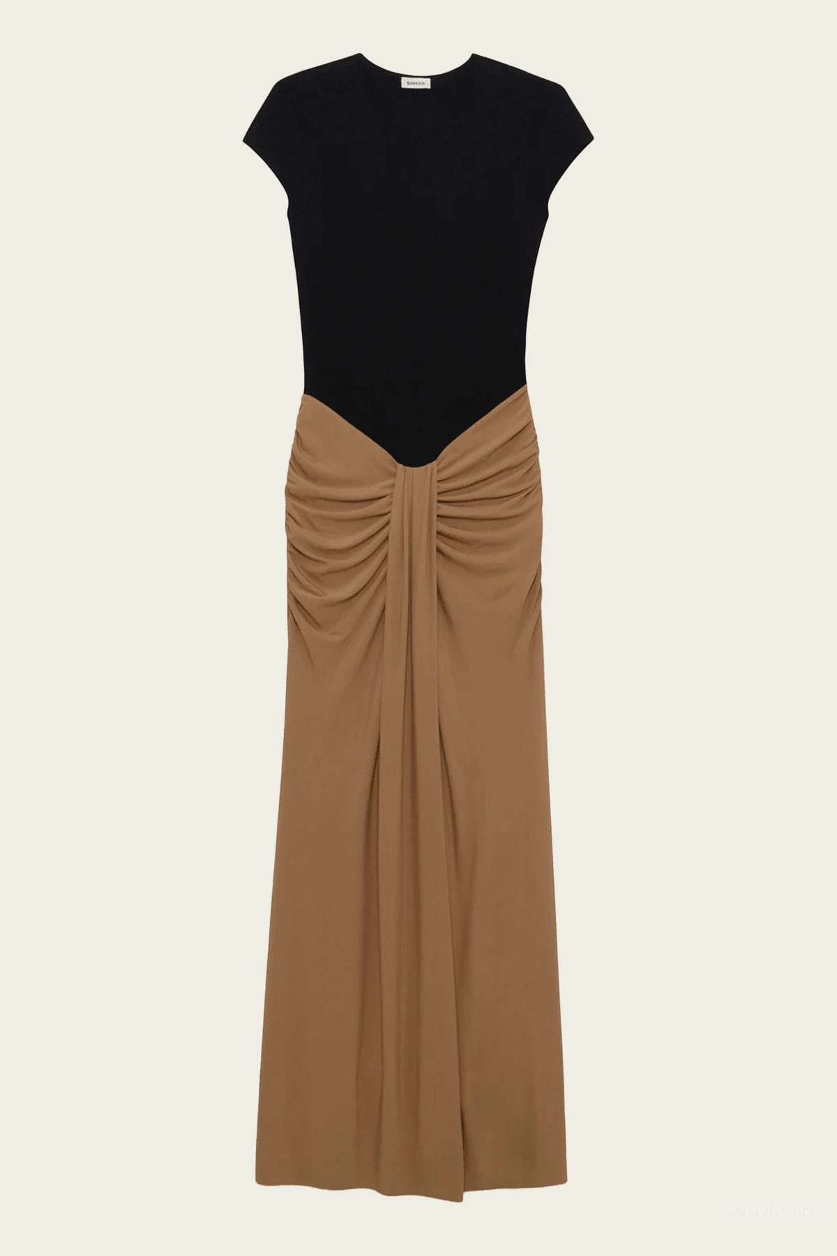 Matilde Draped Jersey Gown in Black Multi - shop-olivia.com