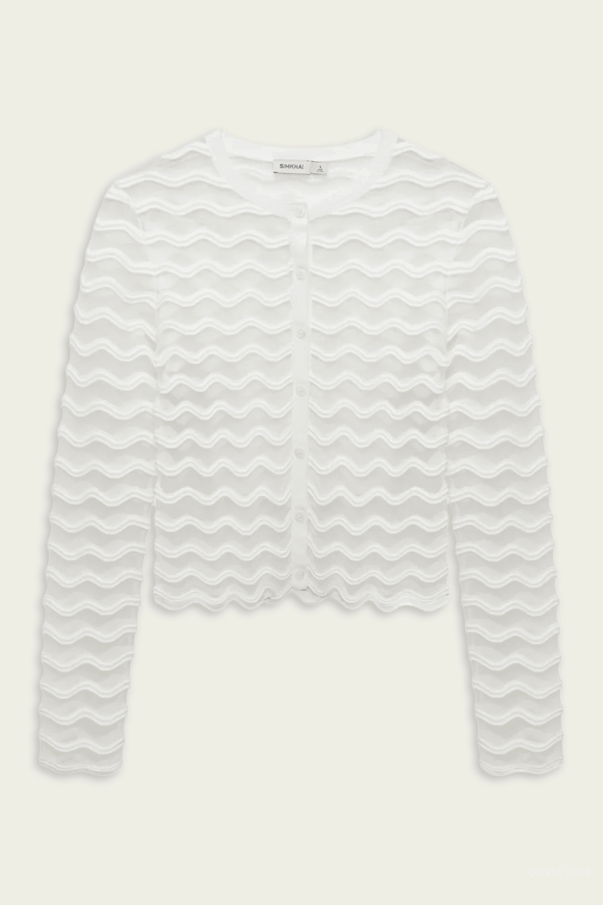 Maxime Wavy Knit Cardigan in Ivory - shop-olivia.com