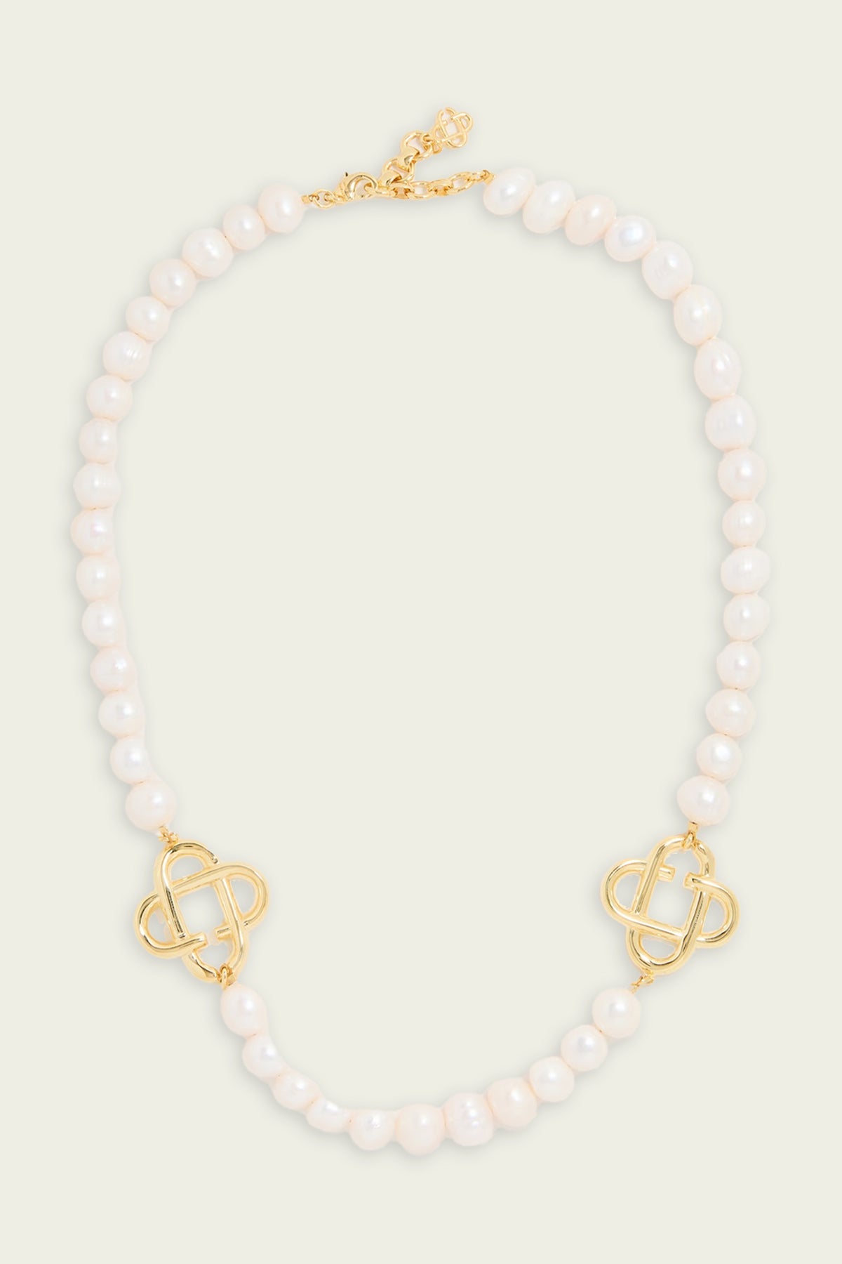 Medium Pearl Logo Necklace in Gold Pearl - shop-olivia.com