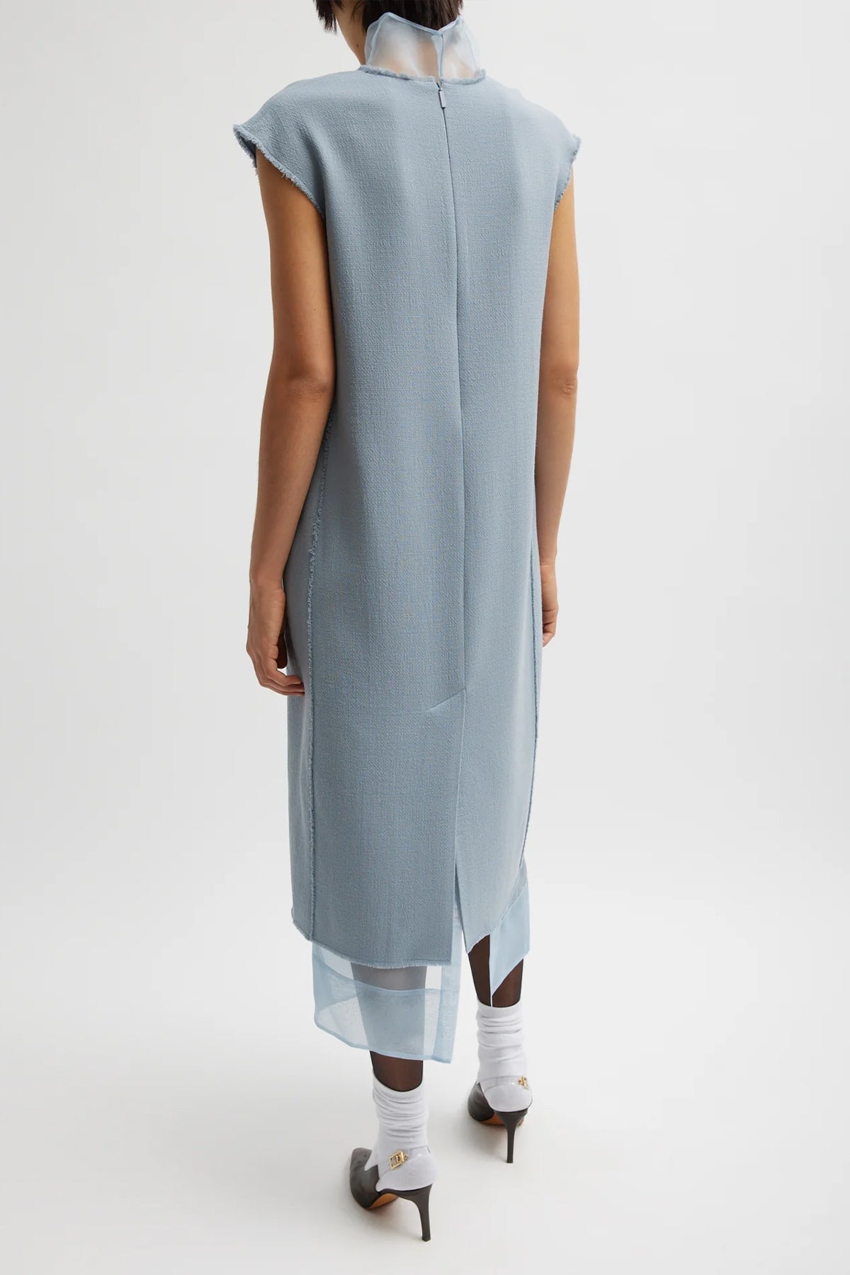 Melee Crepe V - Neck Dress With Organza Lining - shop - olivia.com