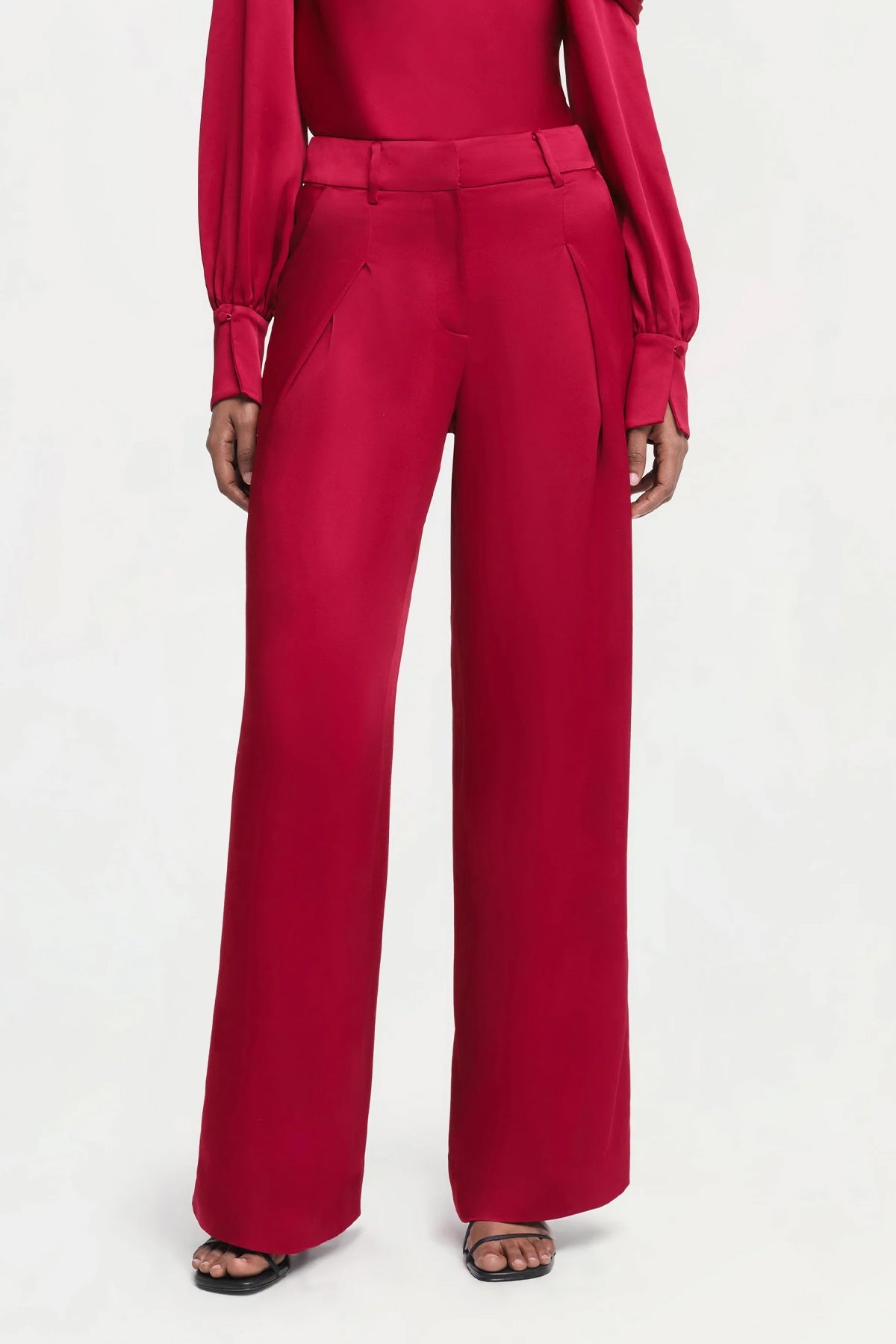 Mercer Pleated Pant in Cherry Red - shop - olivia.com