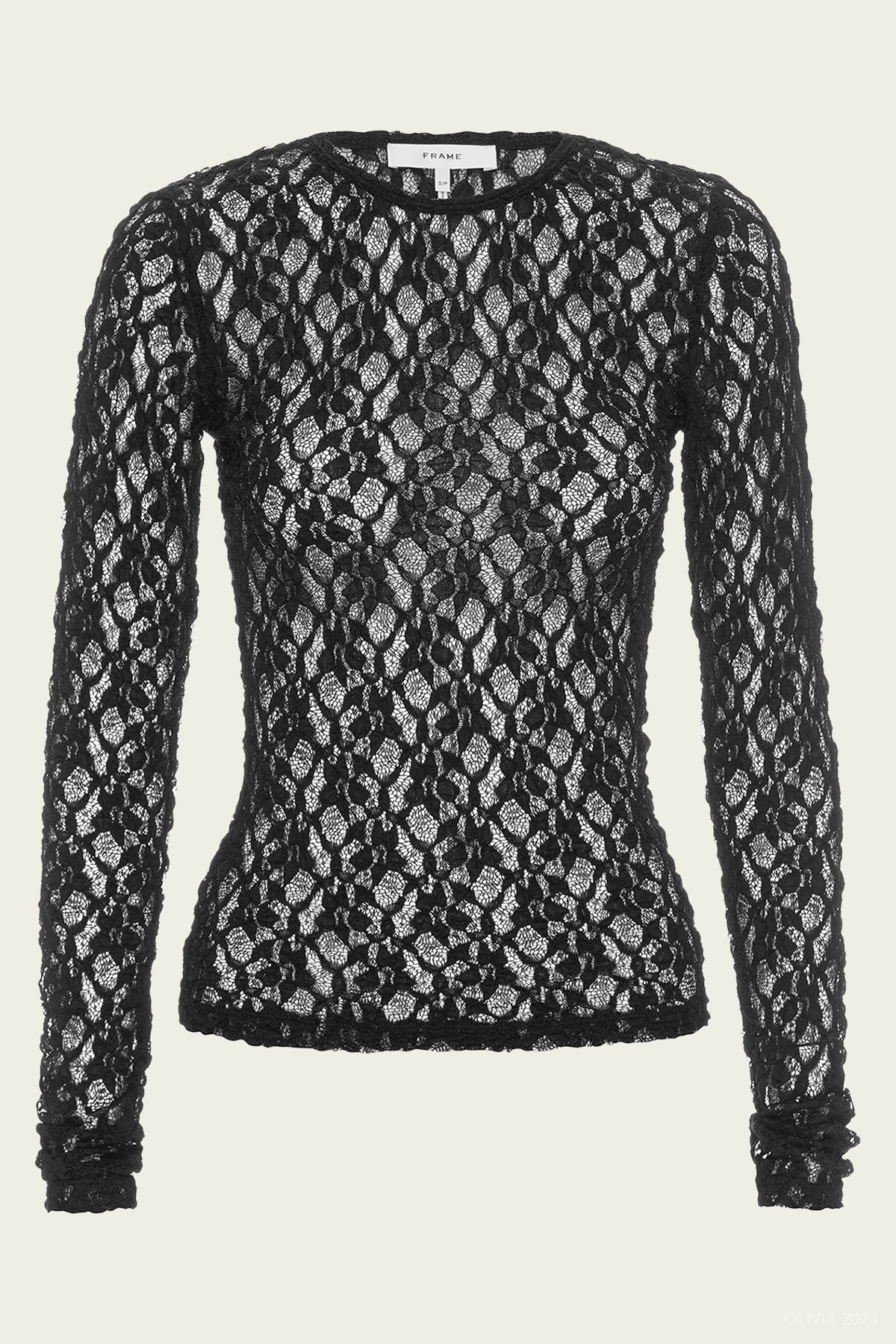 Mesh Lace Crewneck in Black - shop - olivia.com