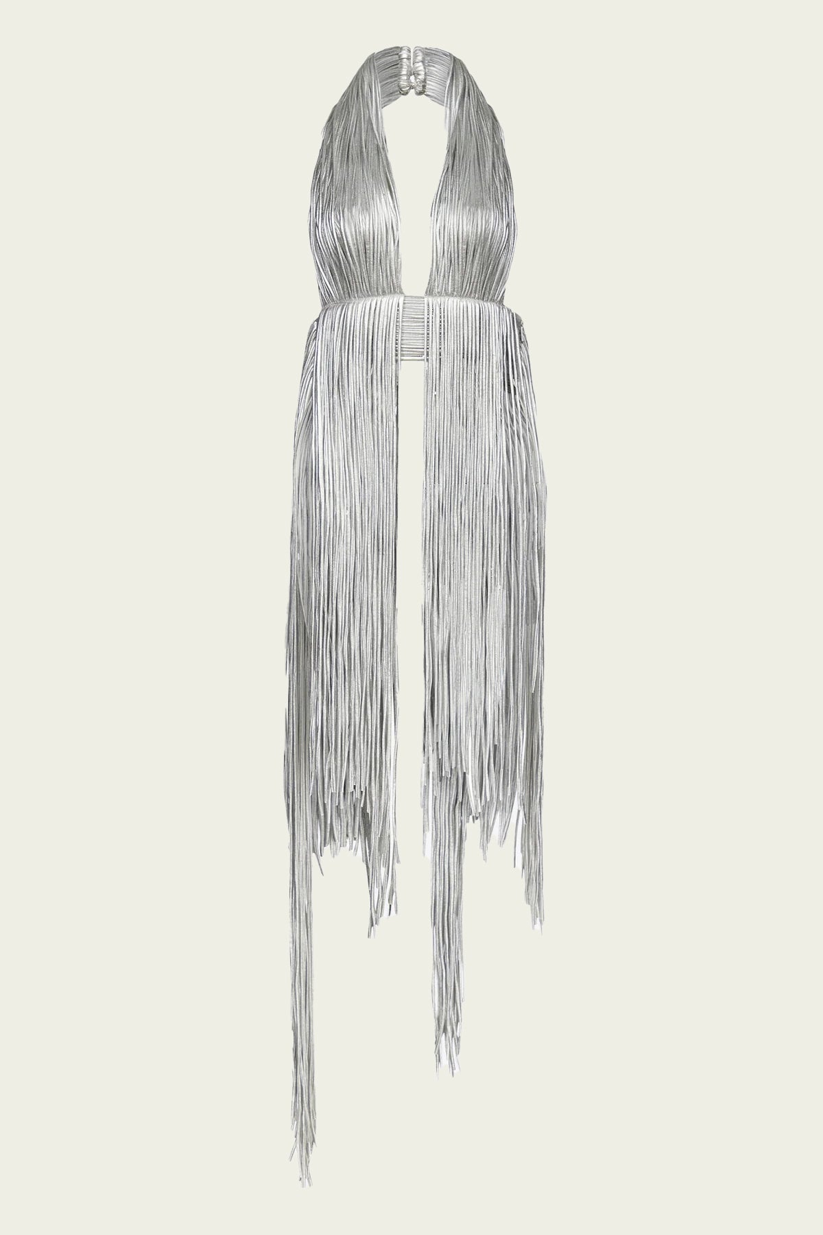 Metallic Fringe Halter Top in Silver - shop - olivia.com