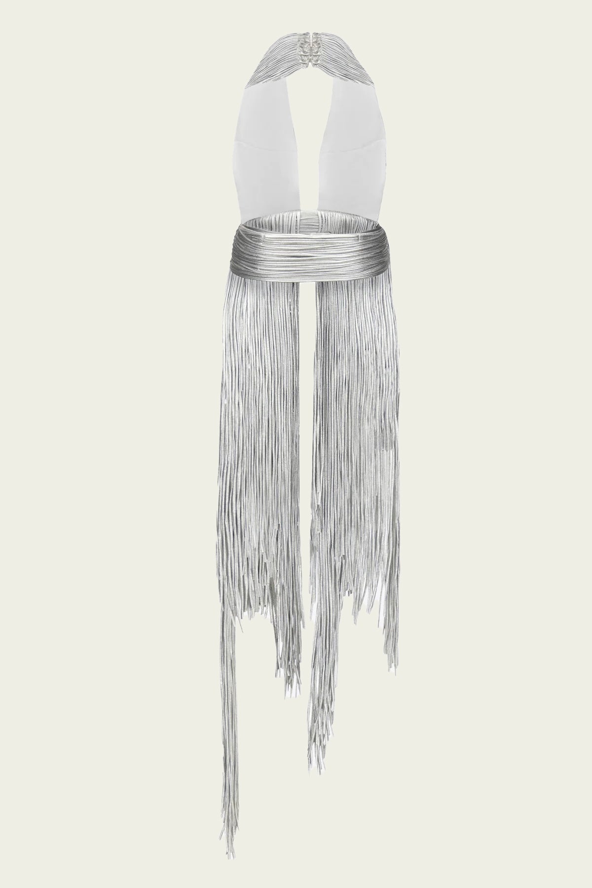 Metallic Fringe Halter Top in Silver - shop - olivia.com