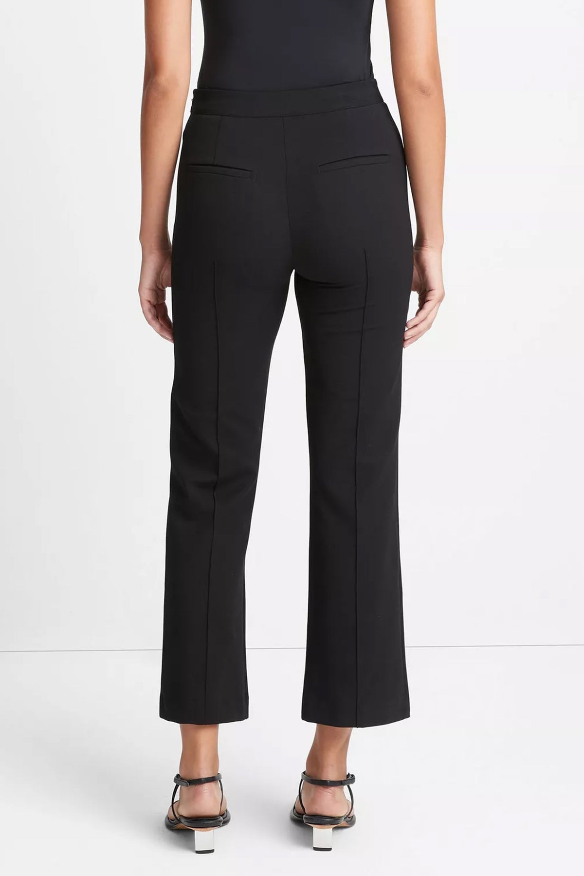 Mid - Rise Pintuck Crop Flare Pant in Black - shop - olivia.com