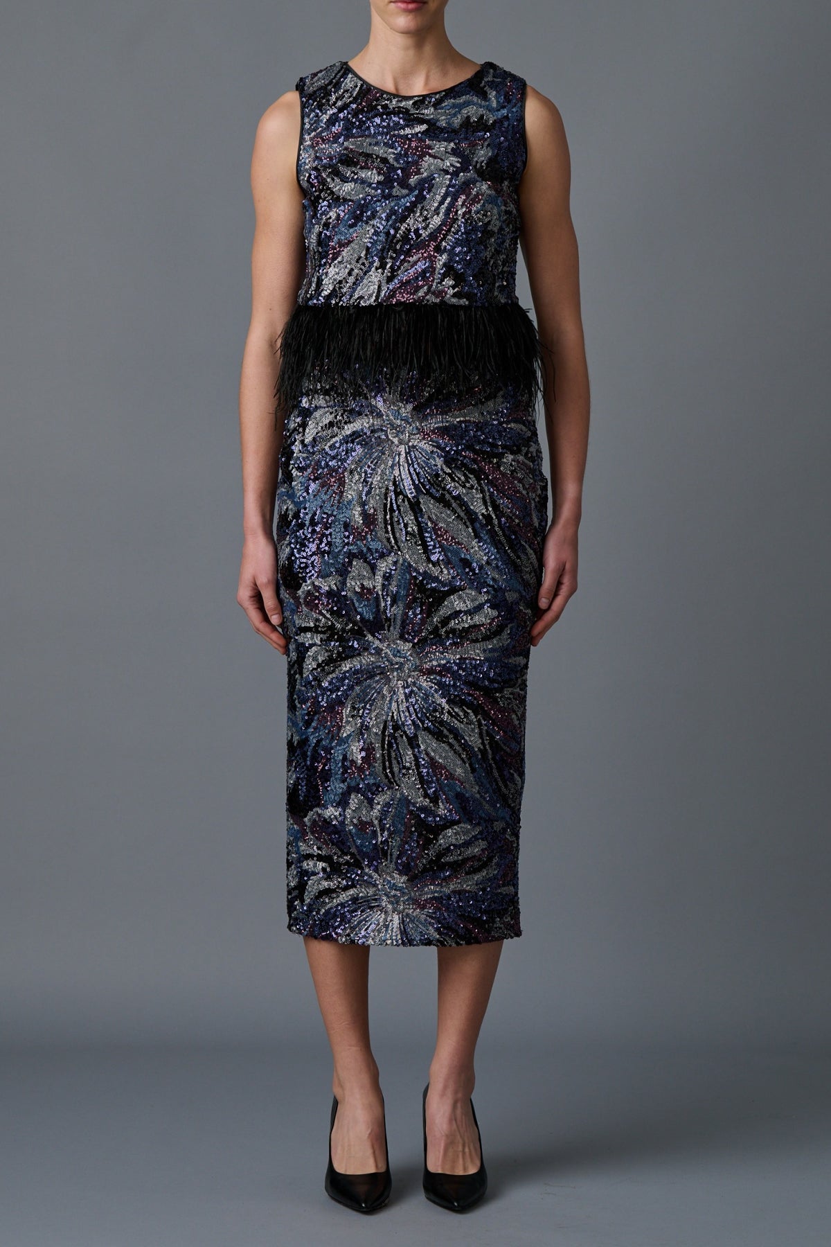 Midnight Abstract Floral Skirt - shop - olivia.com