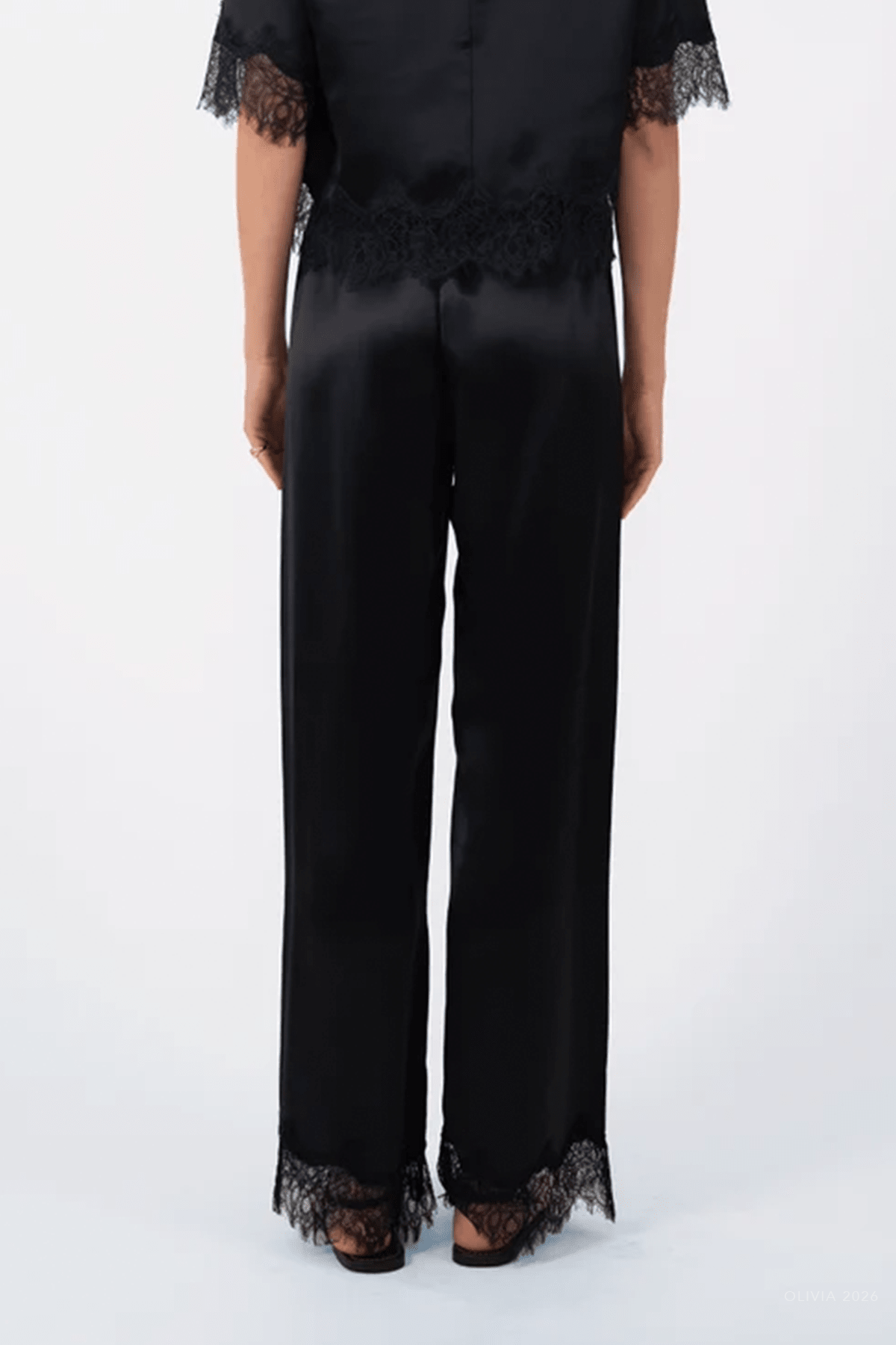 Midnight Satin Pants in Navy - shop-olivia.com