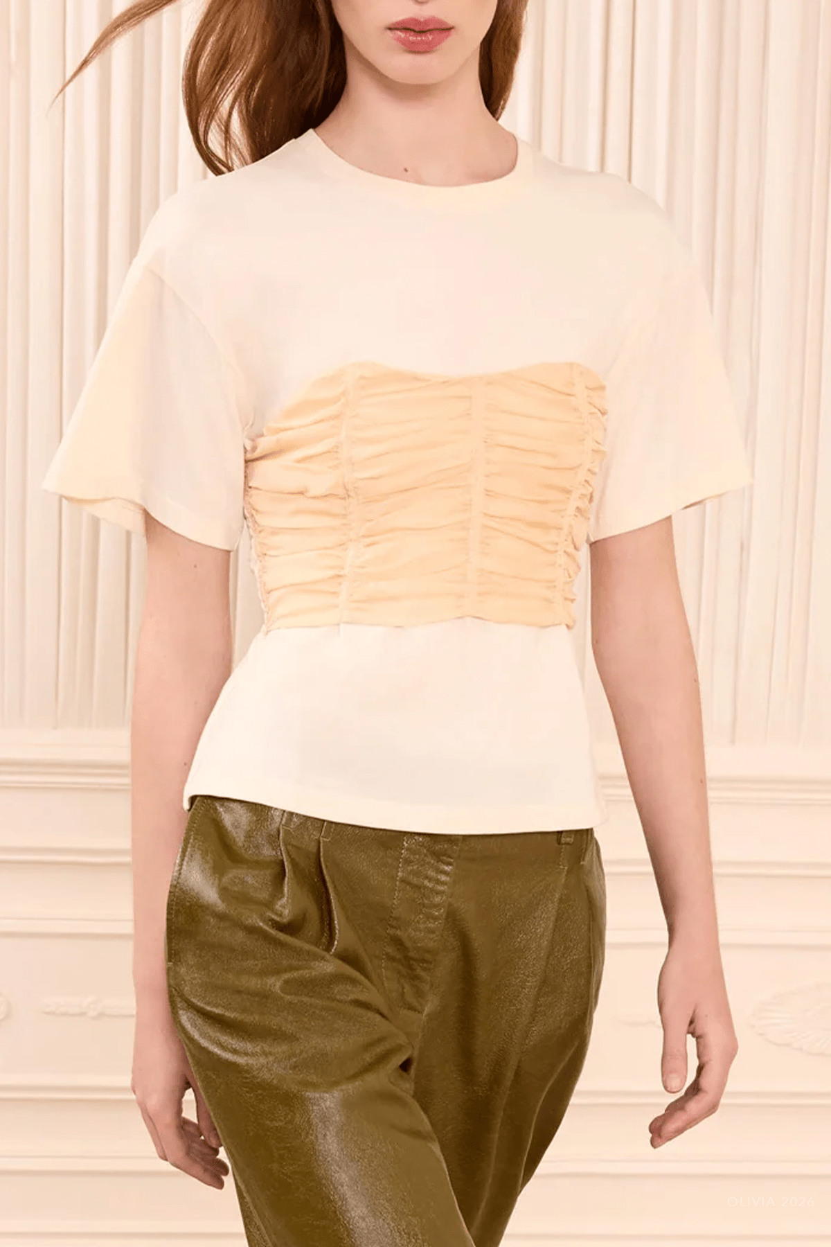 Mila Short-Sleeve Cotton Top in Pearl - shop-olivia.com