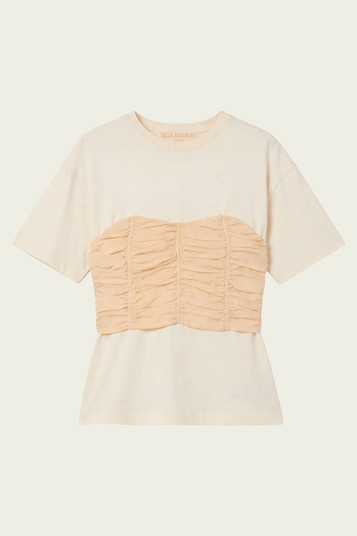 Mila Short-Sleeve Cotton Top in Pearl - shop-olivia.com