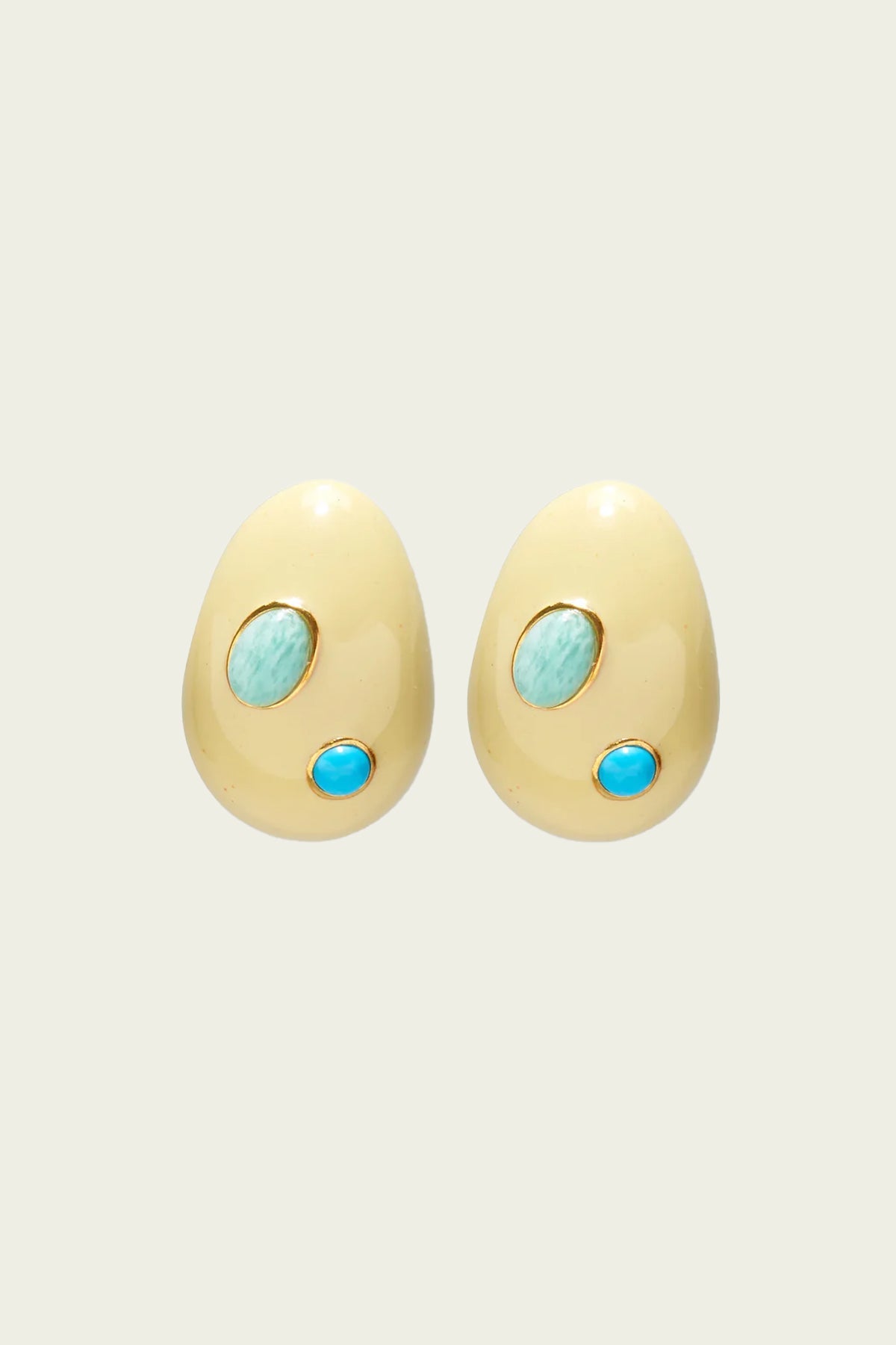 Mini Arp Earrings in Studded Cream - shop - olivia.com