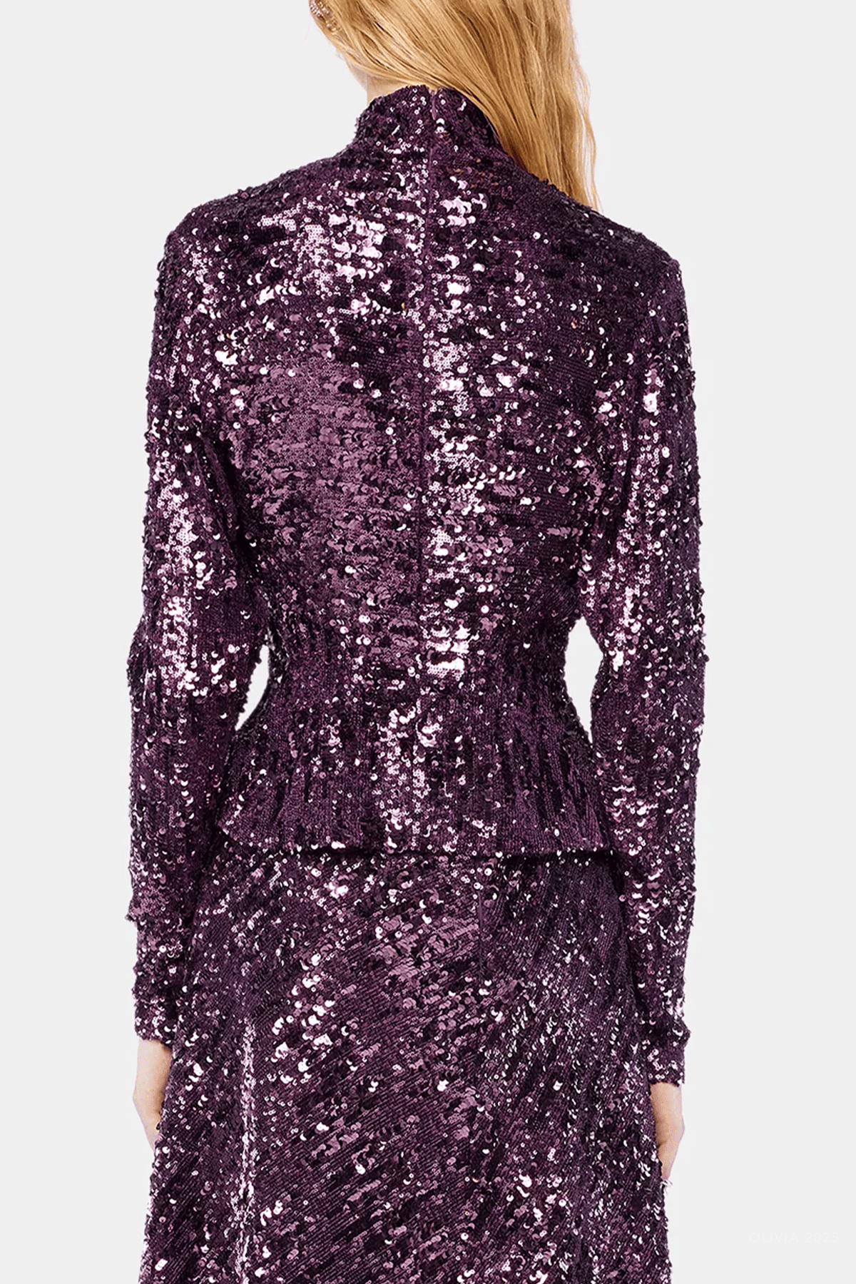 Mock Neck Sequin Top in Beetroot Purple - shop - olivia.com