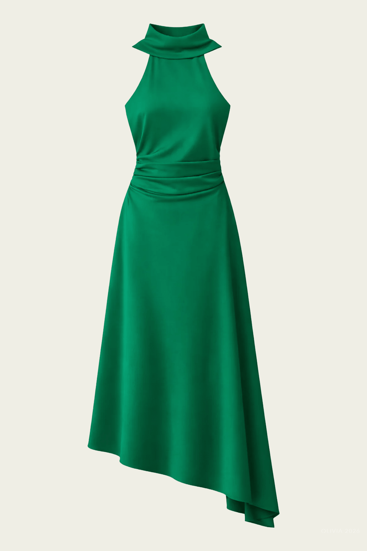 Monica Satin Midi Dress in Kelly Green - shop - olivia.com