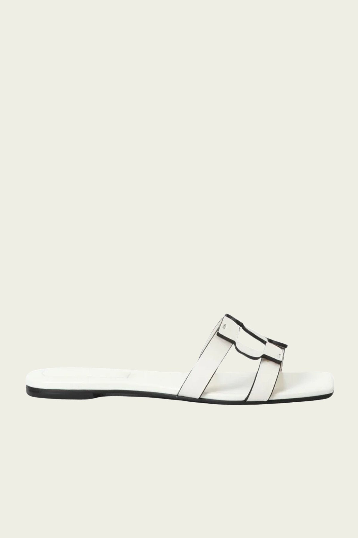 Monogram Flat Slide in Ivory - shop - olivia.com