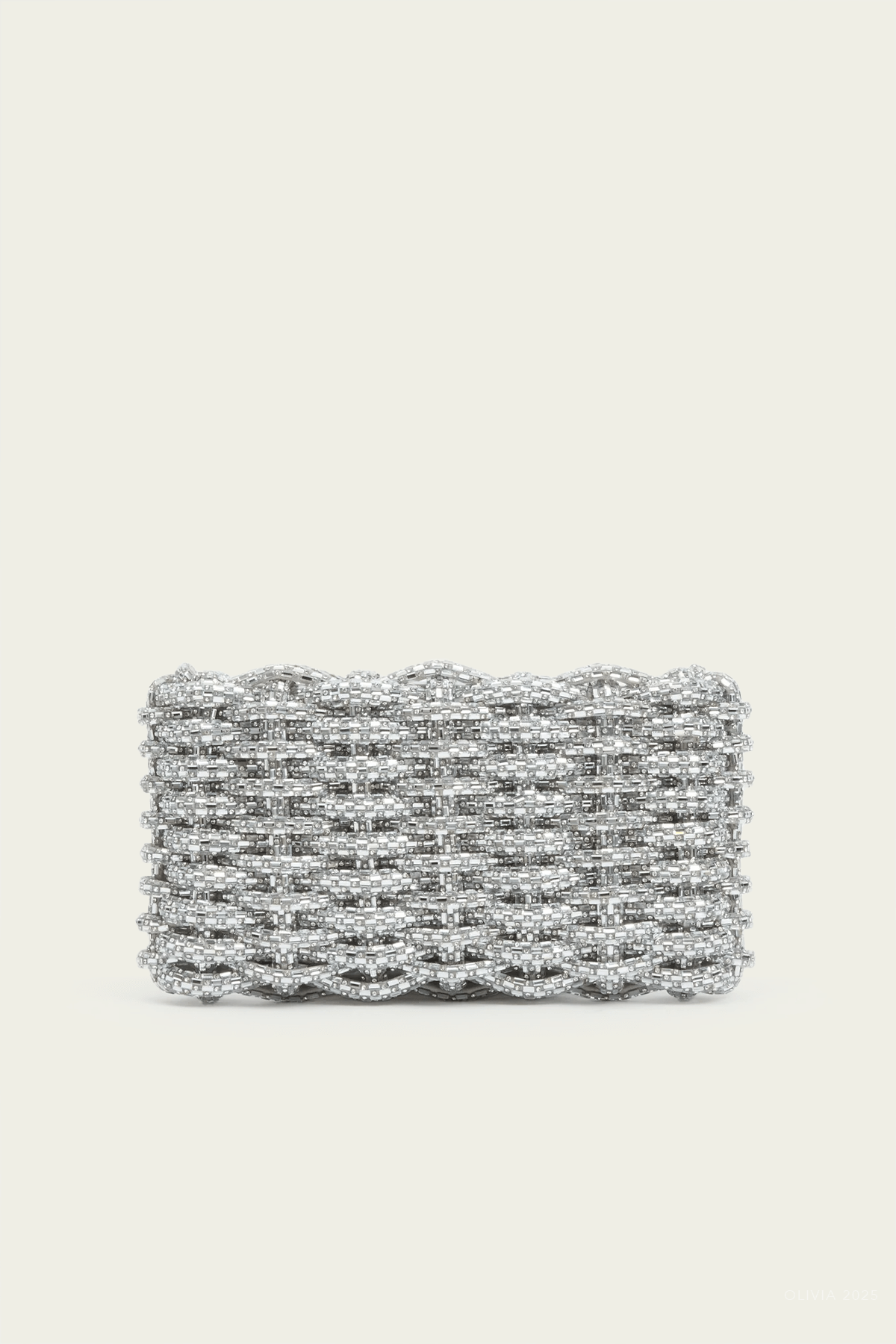 Morgan Woven Rhinestone Clutch in Silver - shop - olivia.com