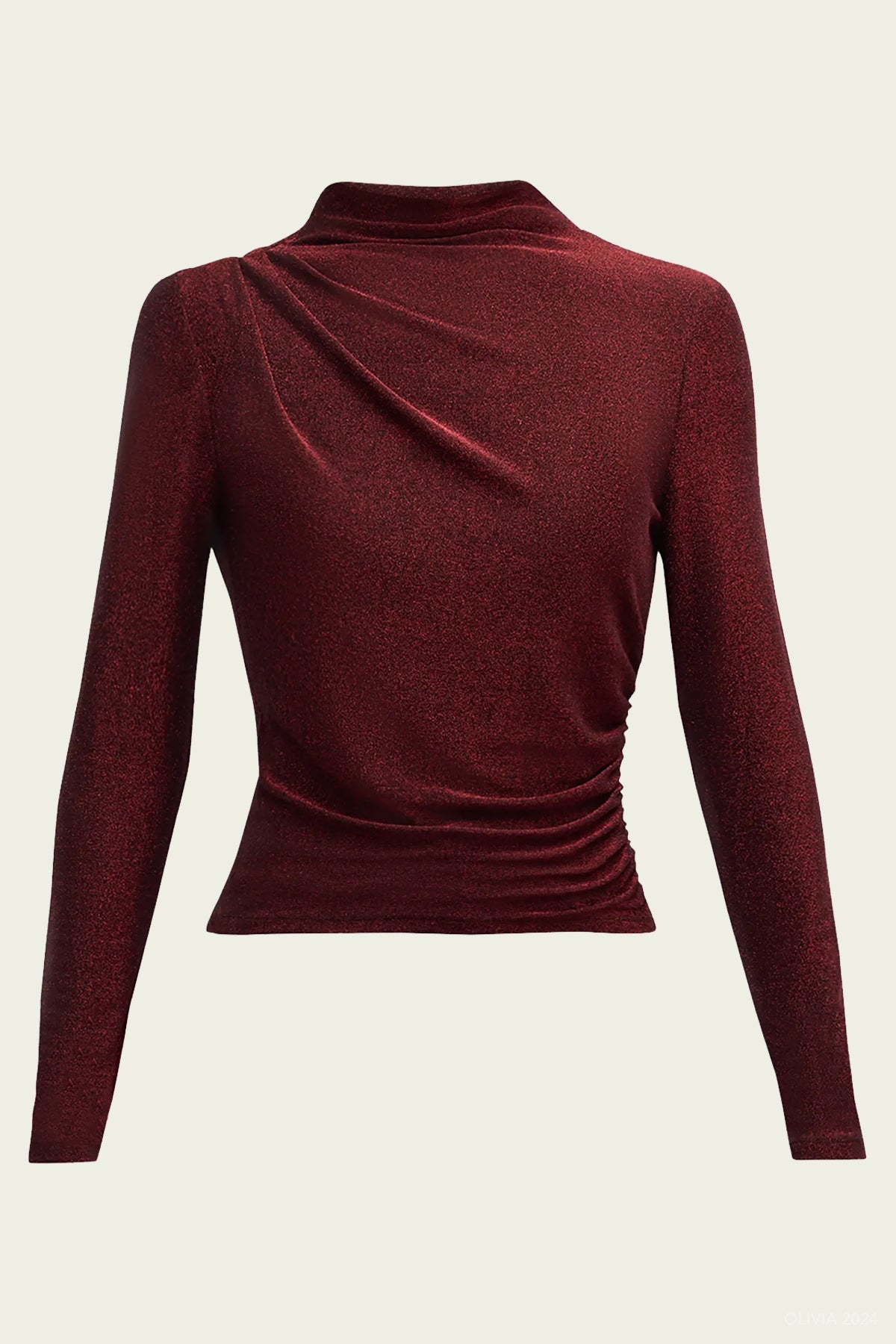 Mylie Long - Sleeve Top in Crimson Lurex - shop - olivia.com