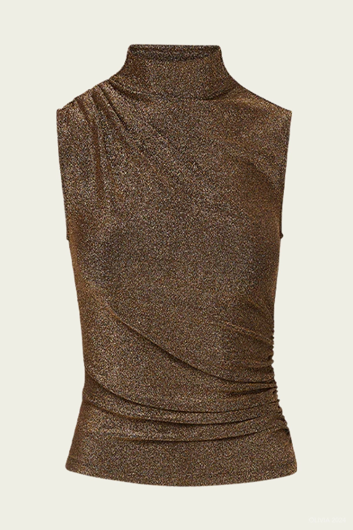 Mylie Sleeveless Top in Antique Gold Lurex - shop - olivia.com