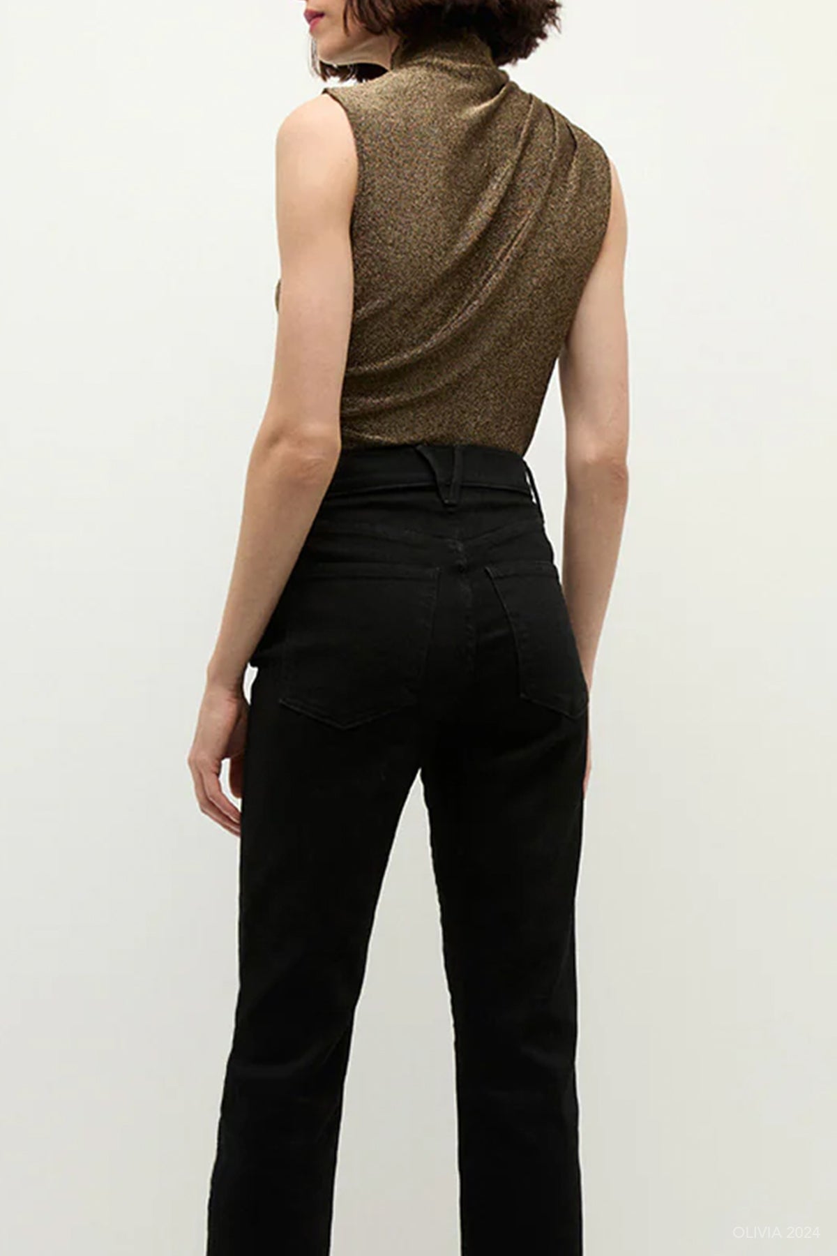 Mylie Sleeveless Top in Antique Gold Lurex - shop - olivia.com