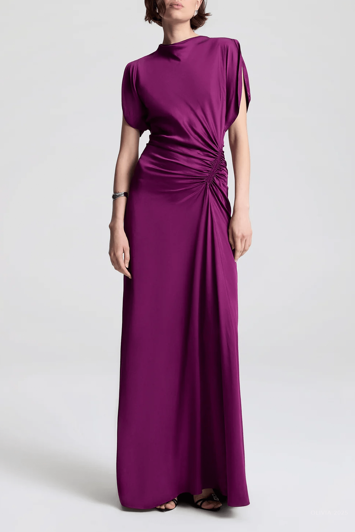 Nadia Satin Gown in Jewel - shop - olivia.com