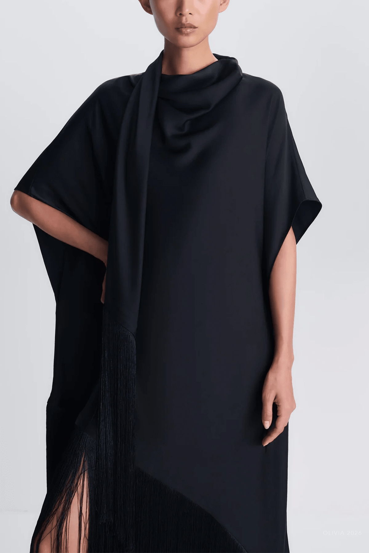 Nadine Satin Midi Dress in Black - shop-olivia.com