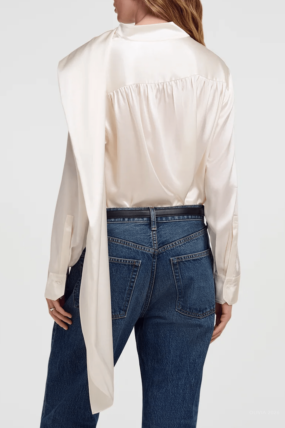 Nadine Silk Draped Top in Off-White - shop-olivia.com
