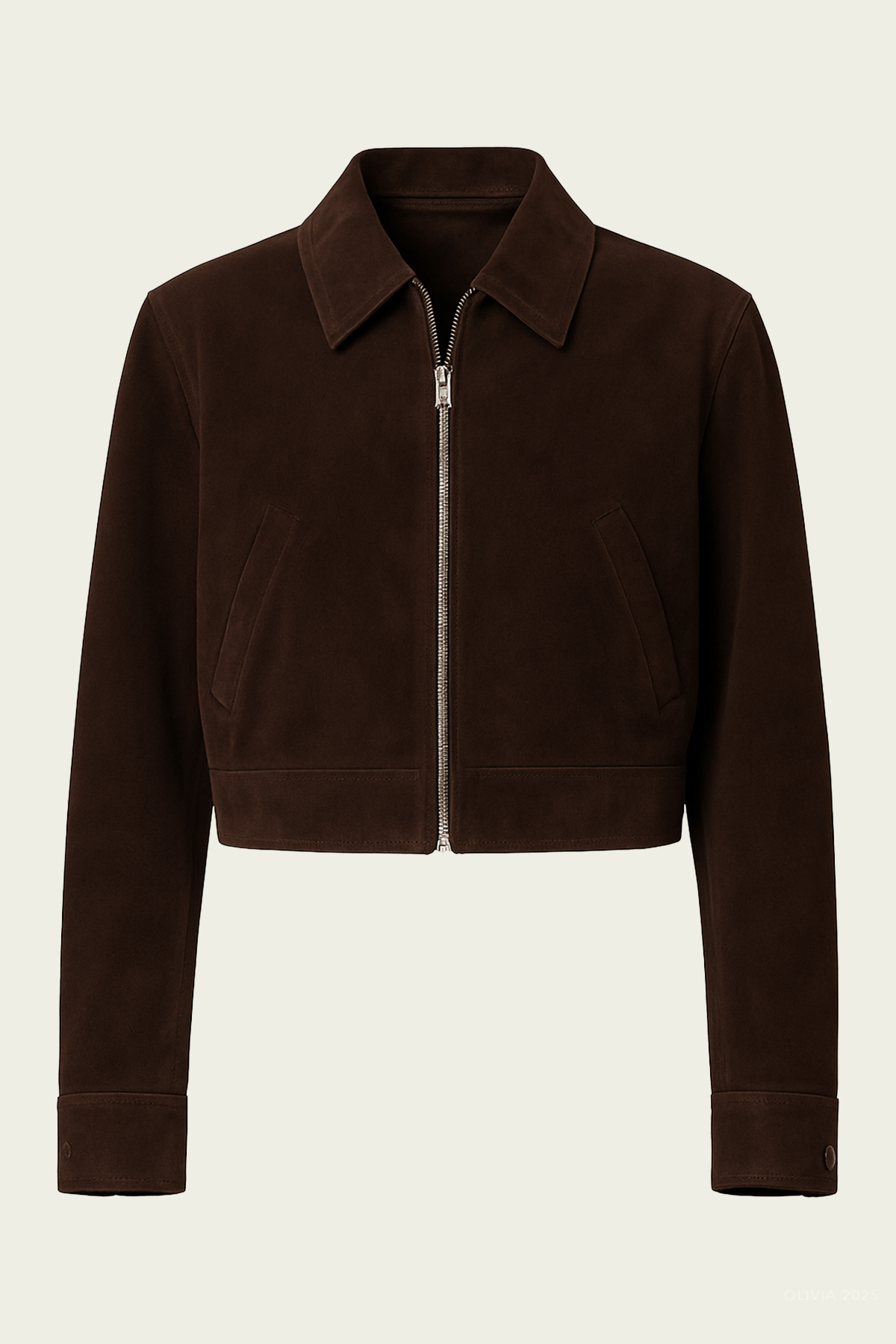 Nahla Cropped Suede Jacket in Root - shop - olivia.com