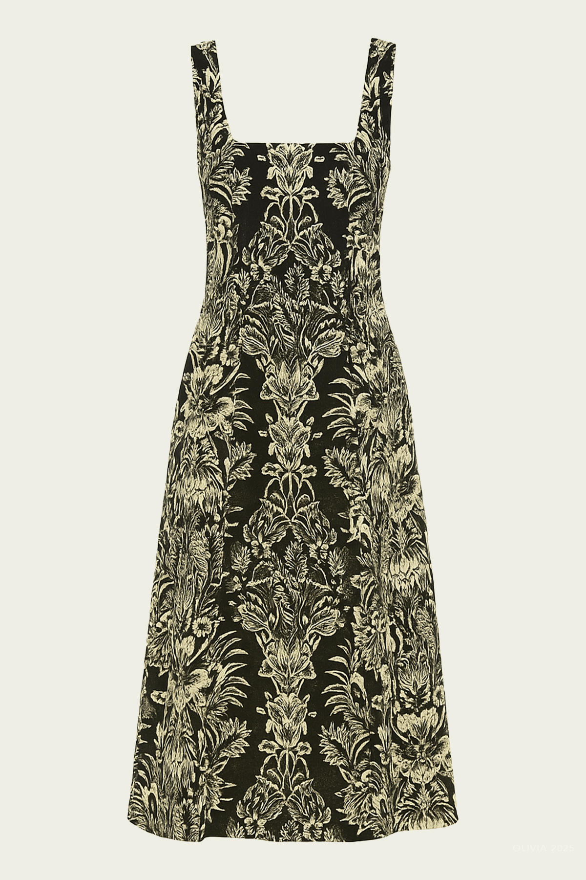 Natali Tank A - Line Dress in Noir Flora - shop - olivia.com