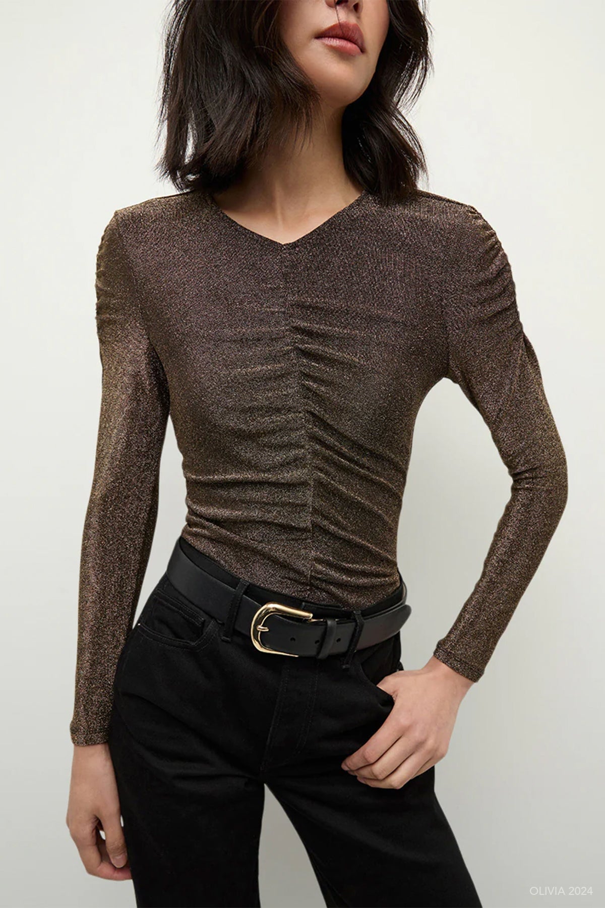 Neeta Top in Antique Gold Lurex - shop - olivia.com