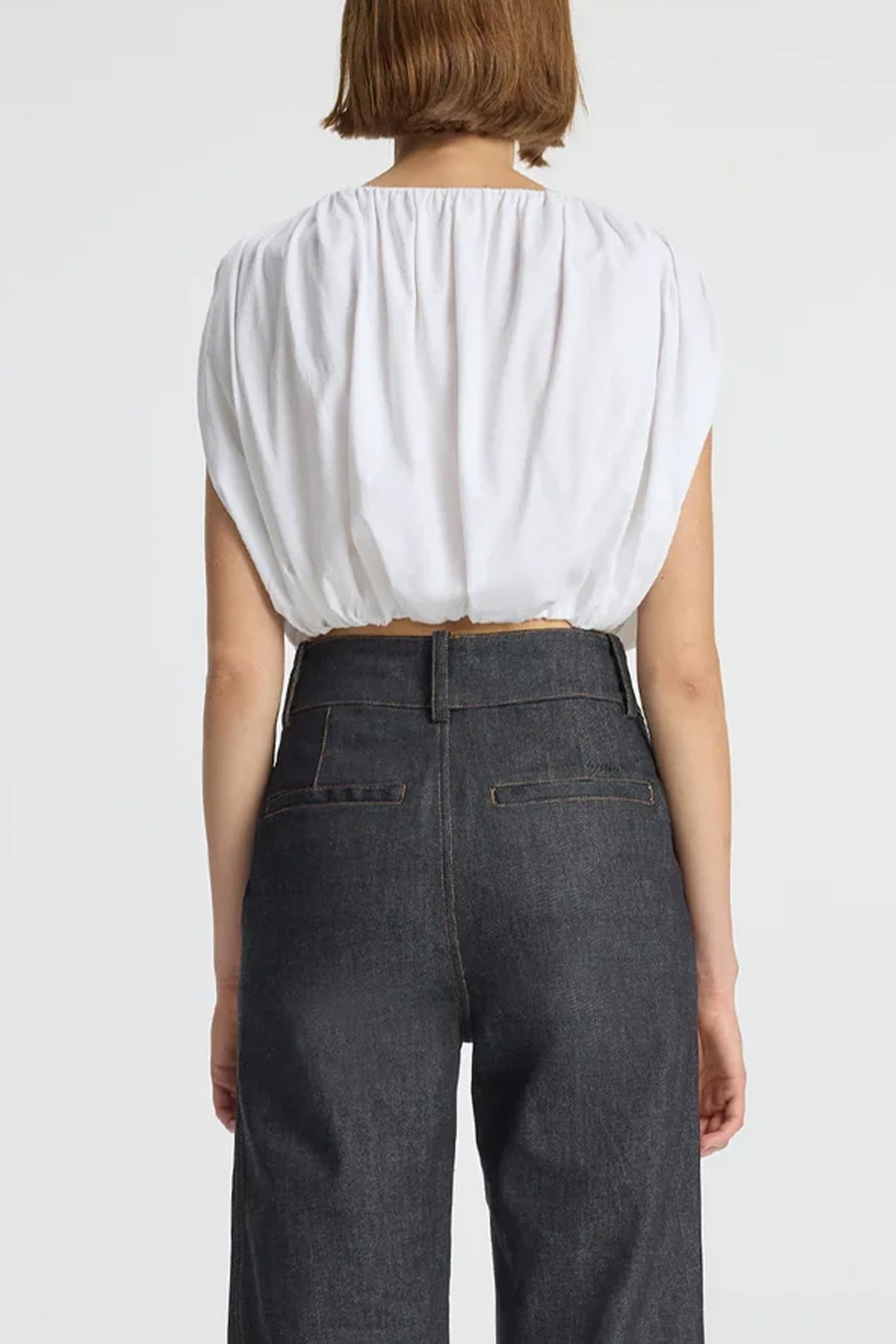 Nell Cropped Cotton Jersey Tee in White - shop-olivia.com