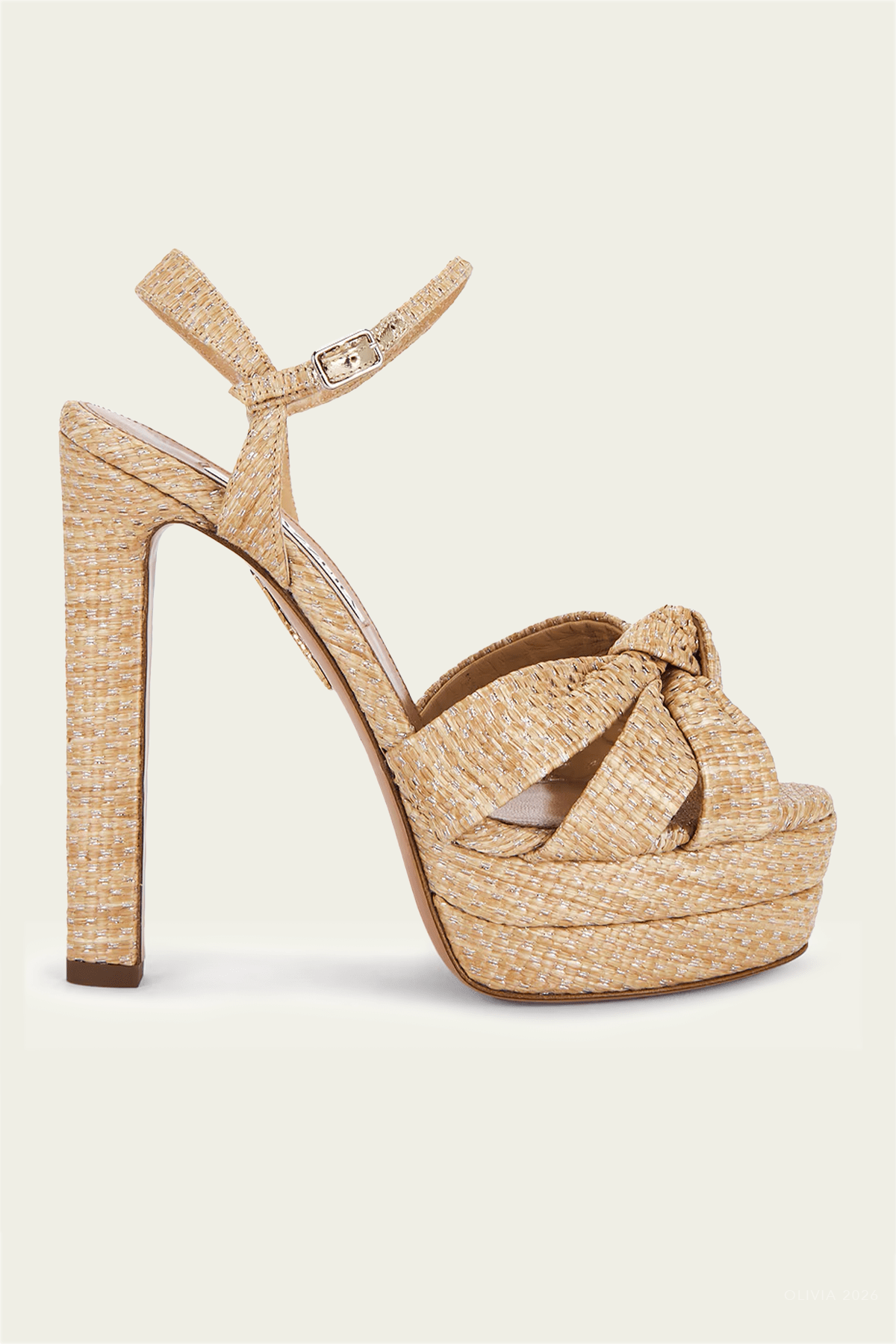Nina Sandal Plateau 130 in Natural Silver - shop - olivia.com