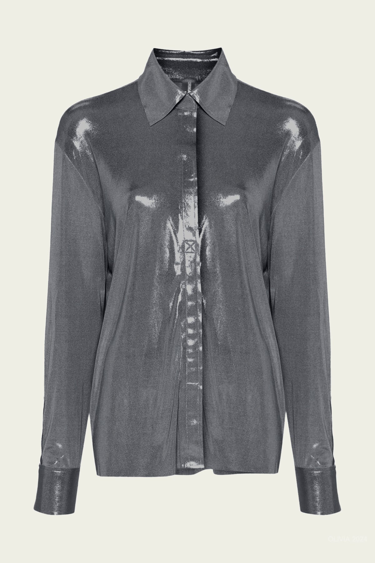 NK Shirt with Collar Stand in Charcoal - shop - olivia.com