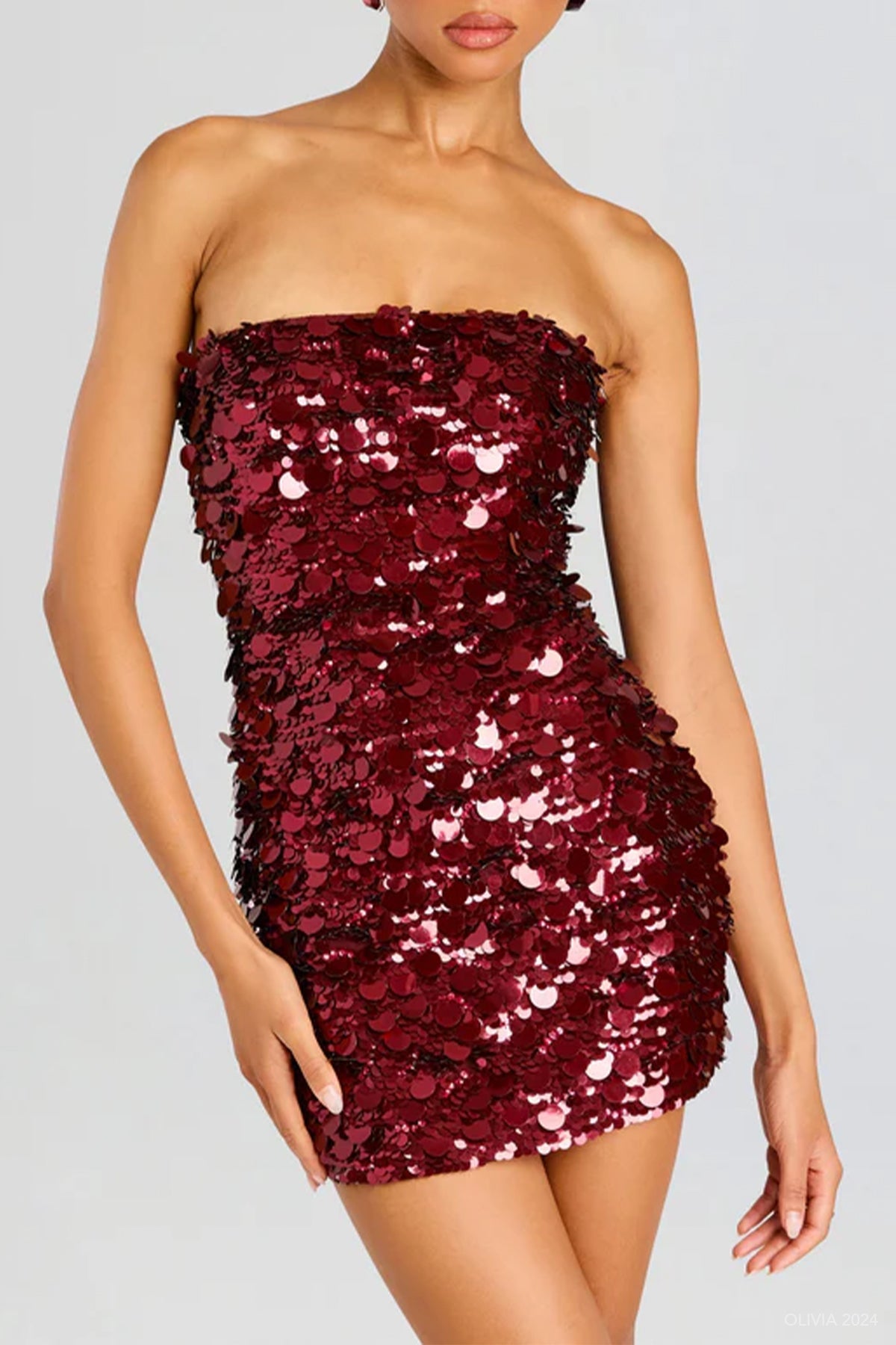 Nolia Sequin Mini Dress in Mulberry - shop - olivia.com