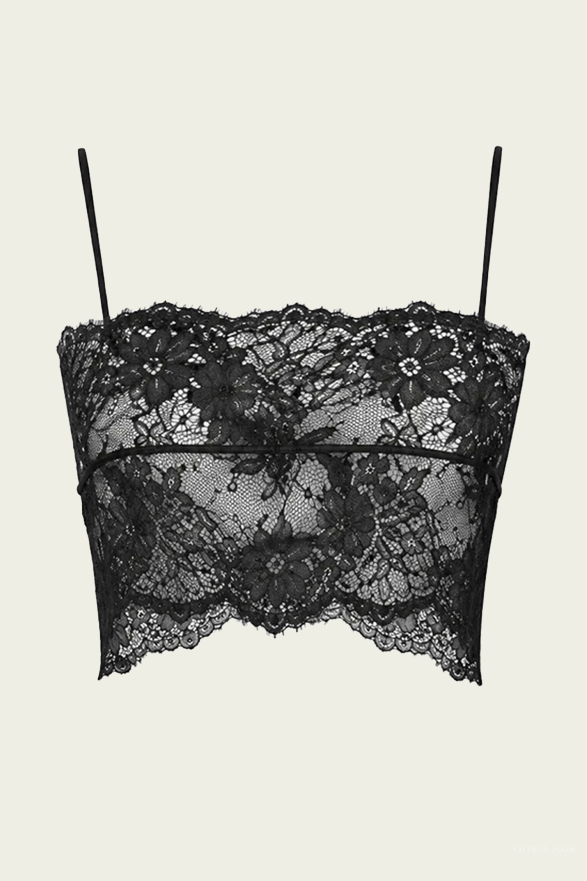 Clarissa Lace Crop Top in Black