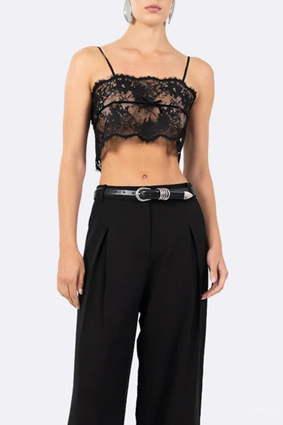 Clarissa Lace Crop Top in Black