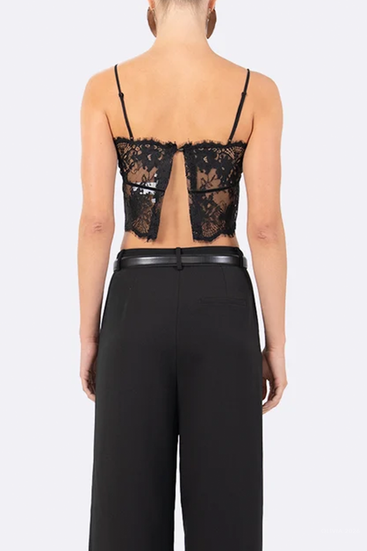 Clarissa Lace Crop Top in Black