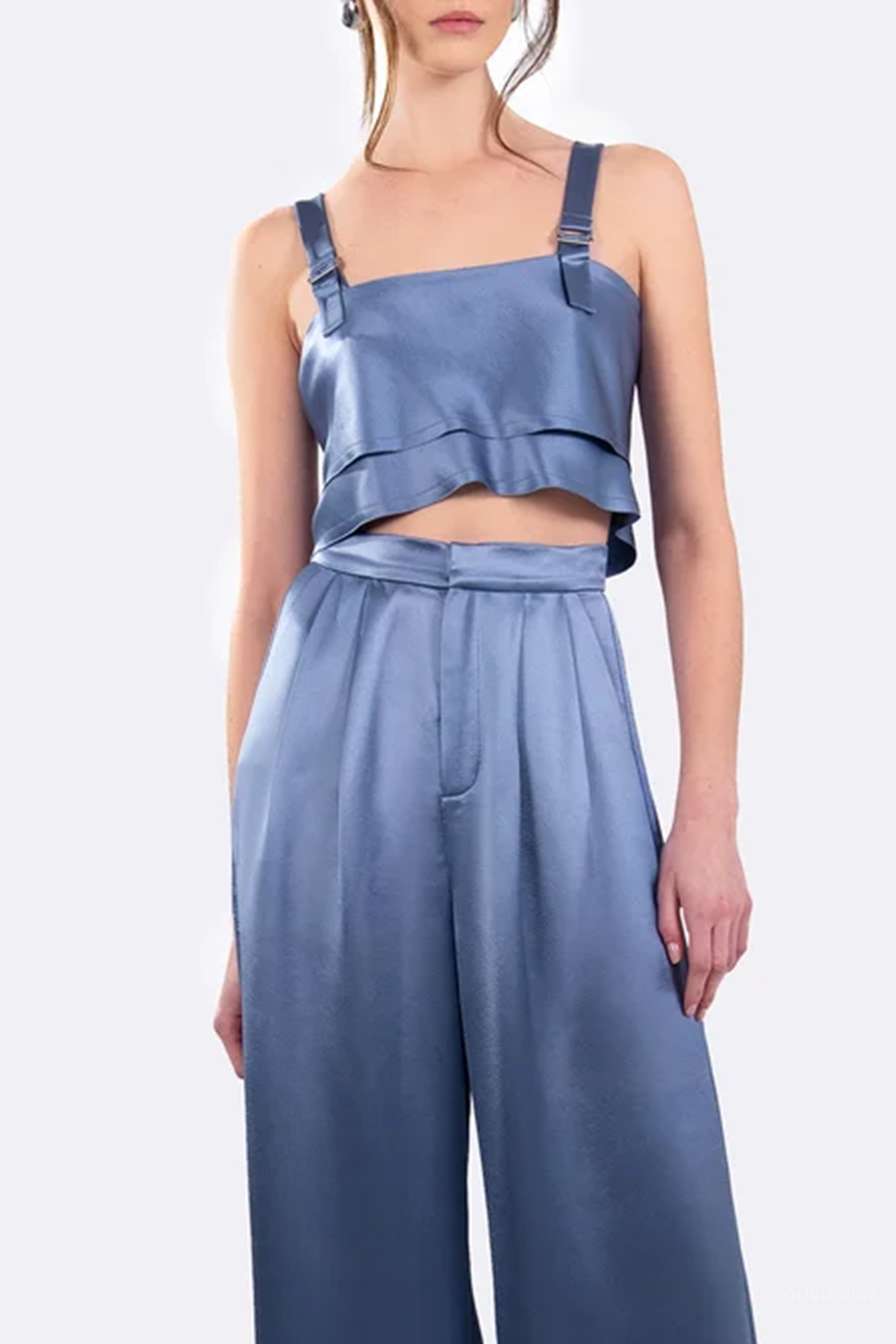 Astrid Crop Top in Steel Blue