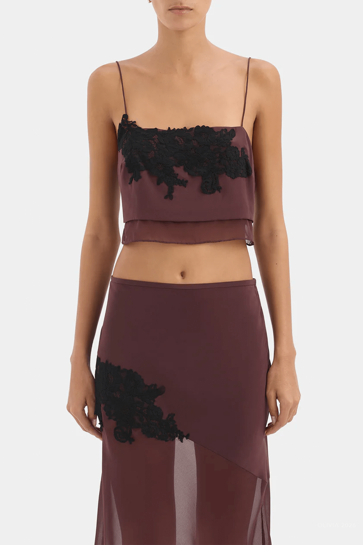 Noria Cropped Cami in Dark Plum - shop-olivia.com