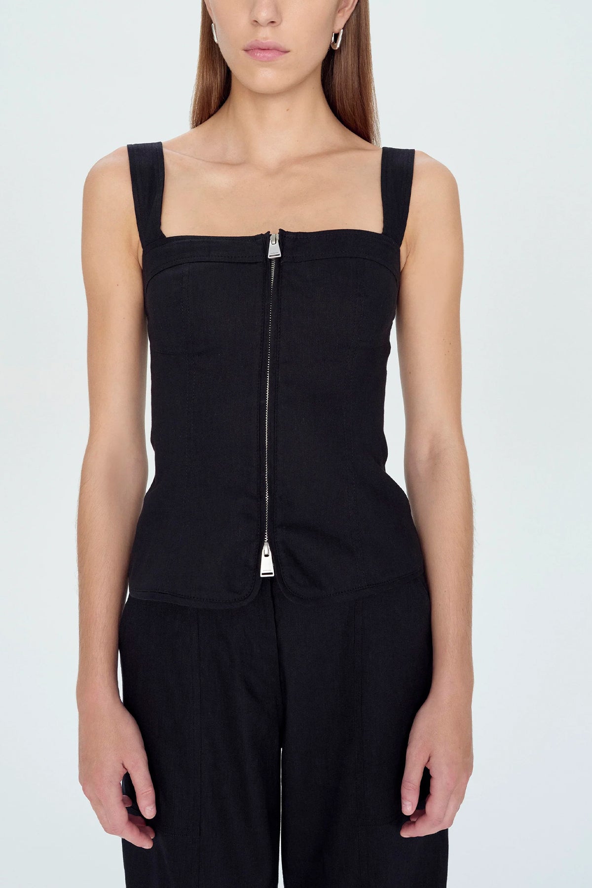 Nour Sleeveless Bustier Top in Black - shop-olivia.com