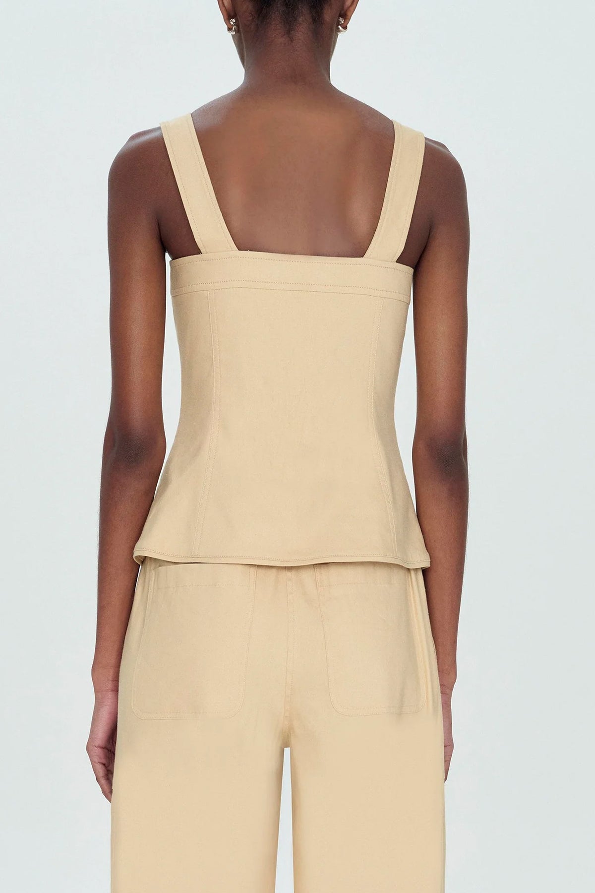 Nour Sleeveless Bustier Top in Natural - shop-olivia.com