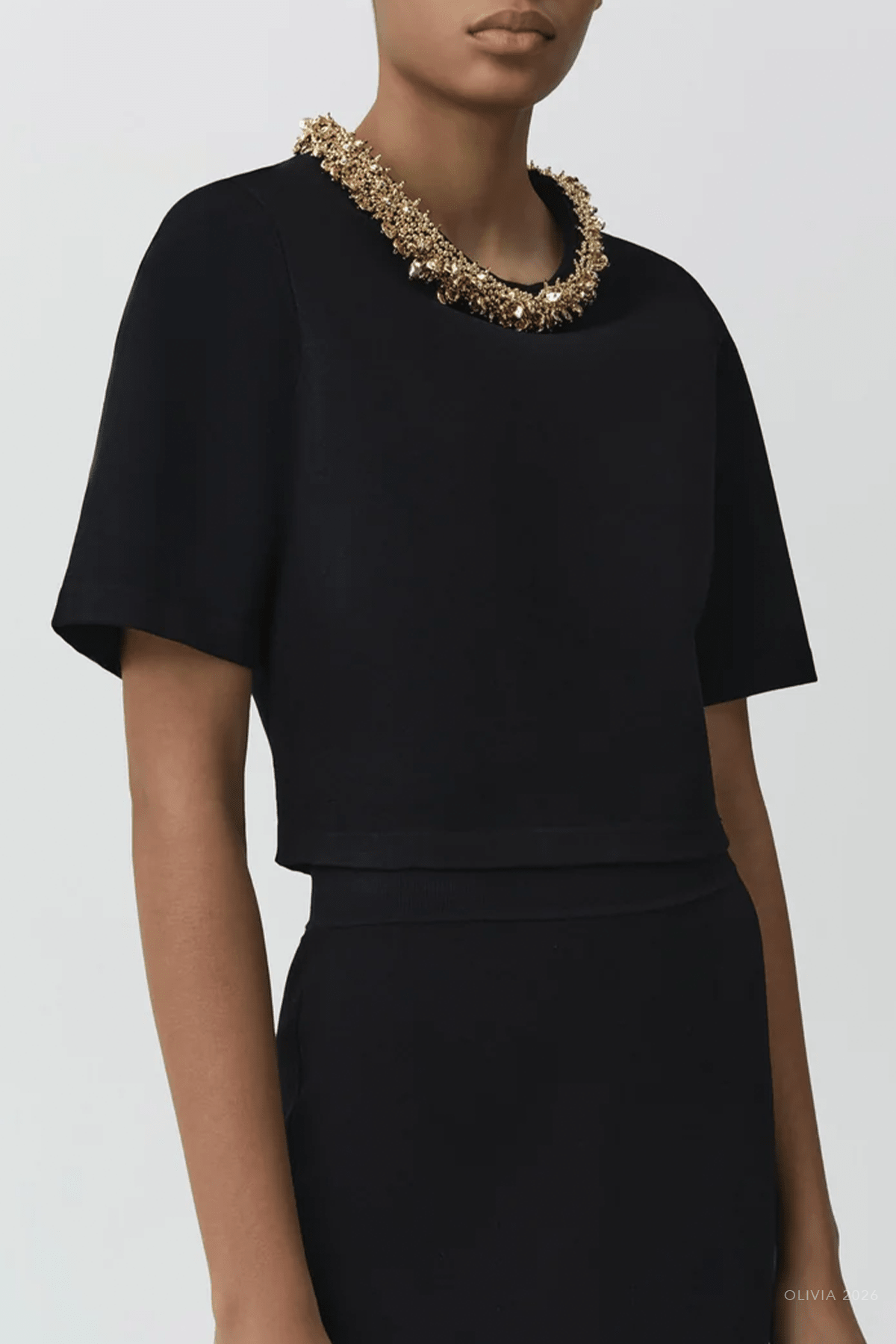 Nuria Compact Knit Top in Black Gold - shop-olivia.com