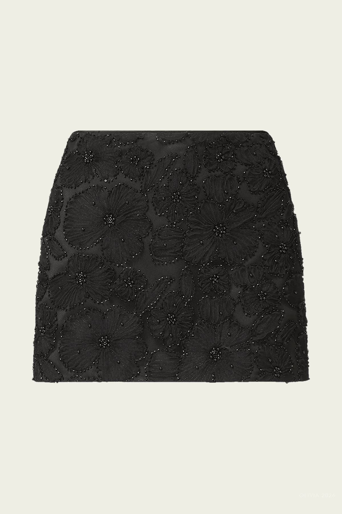 Olenna Embellished Mini Skirt in Black - shop-olivia.com