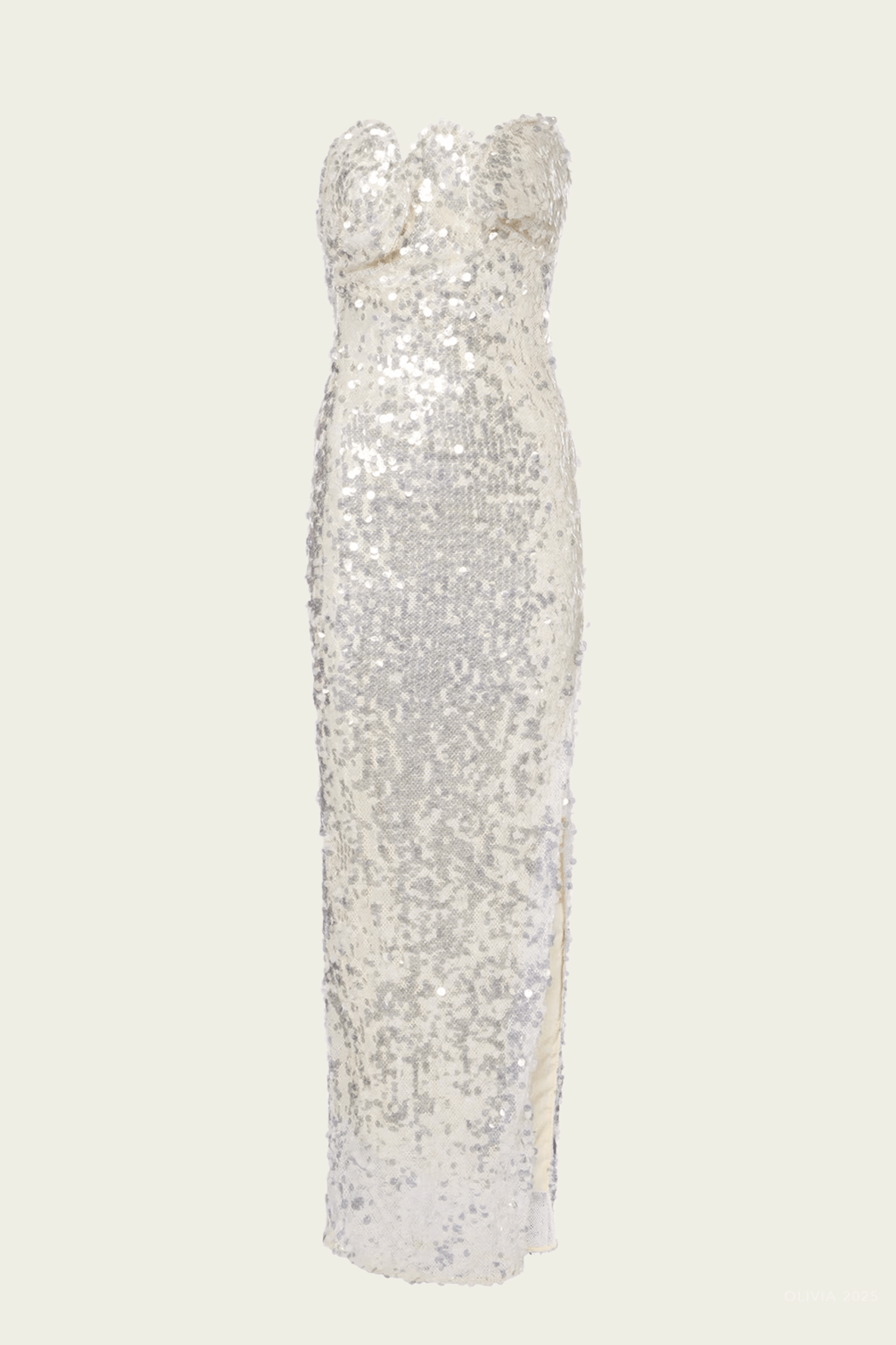 clear sequin dress Opaline Sequin Strapless Gown in Glisten Clear