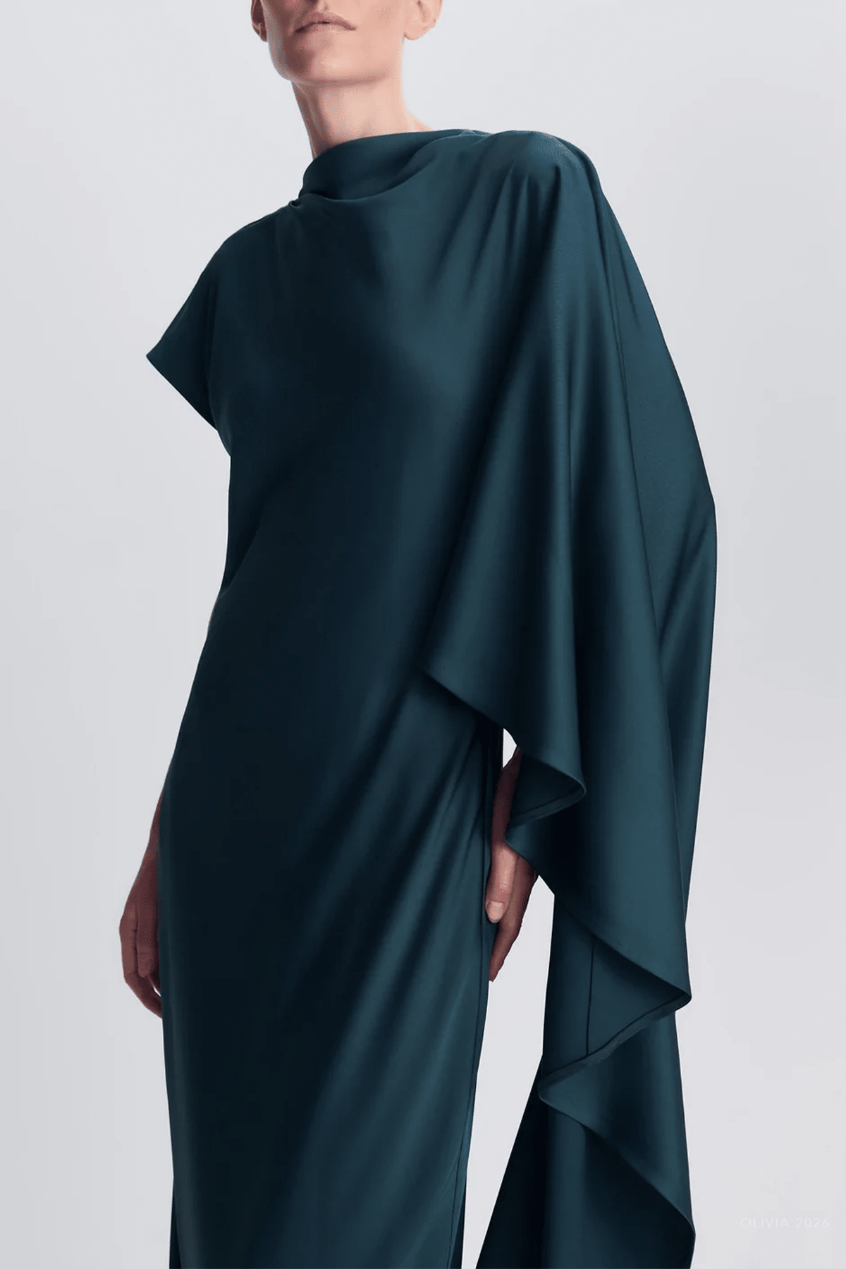 Ora Satin Gown in Dark Spruce - shop-olivia.com