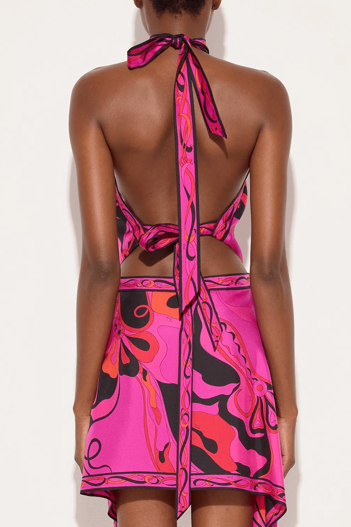 Orchidee-Print Sleeveless Silk Top in Fuchsia Black - shop-olivia.com