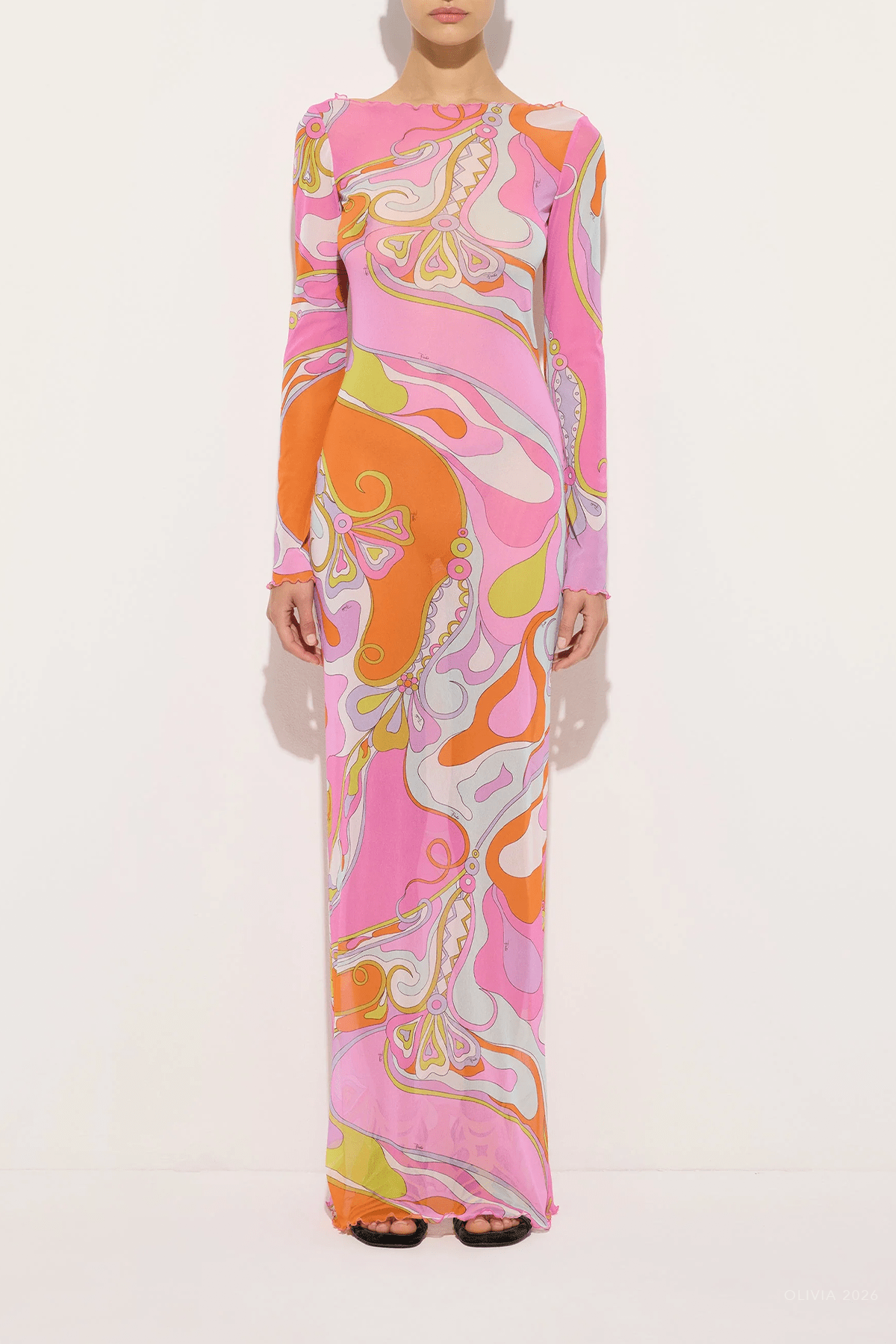Orchidee-Print Tulle Dress in Multicolor - shop-olivia.com