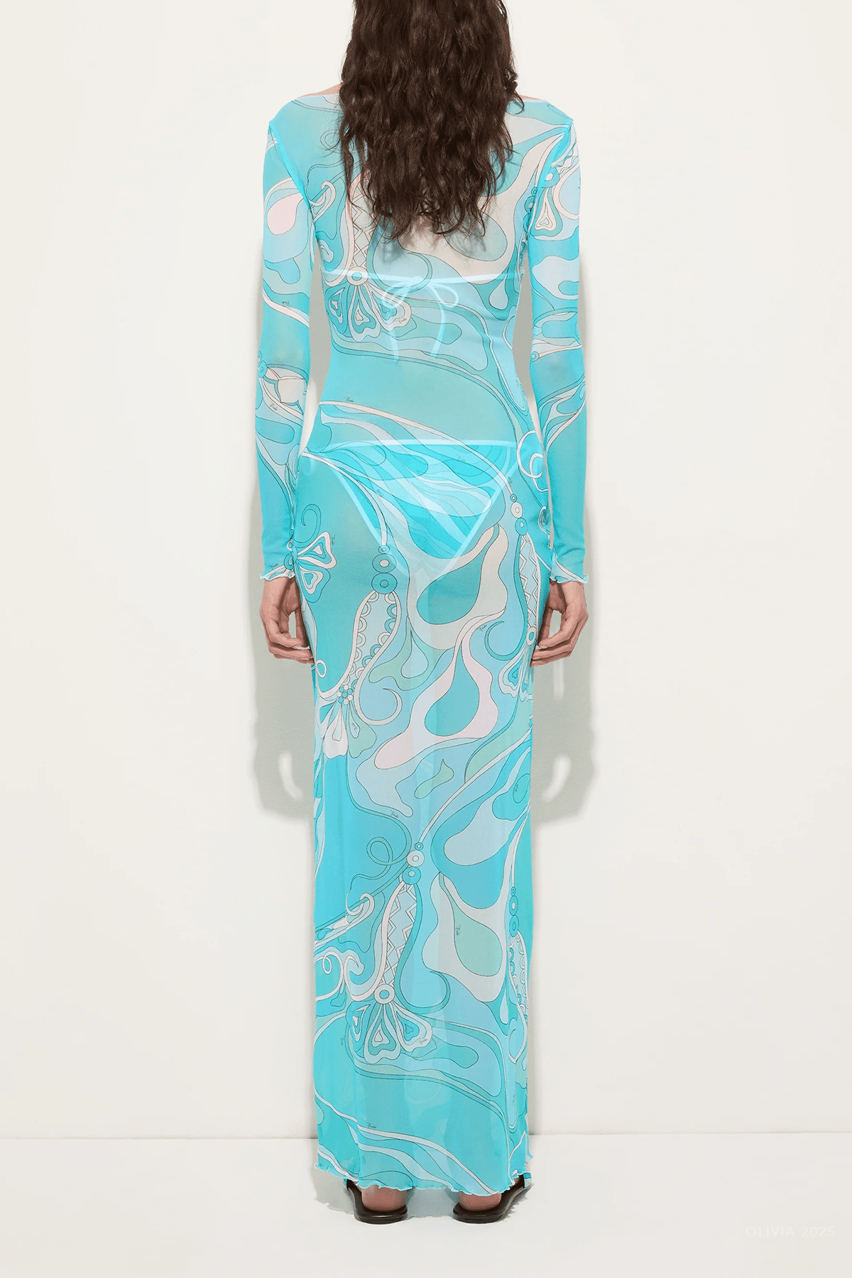 Orchidee - Print Tulle Dress in Turquoise - shop - olivia.com