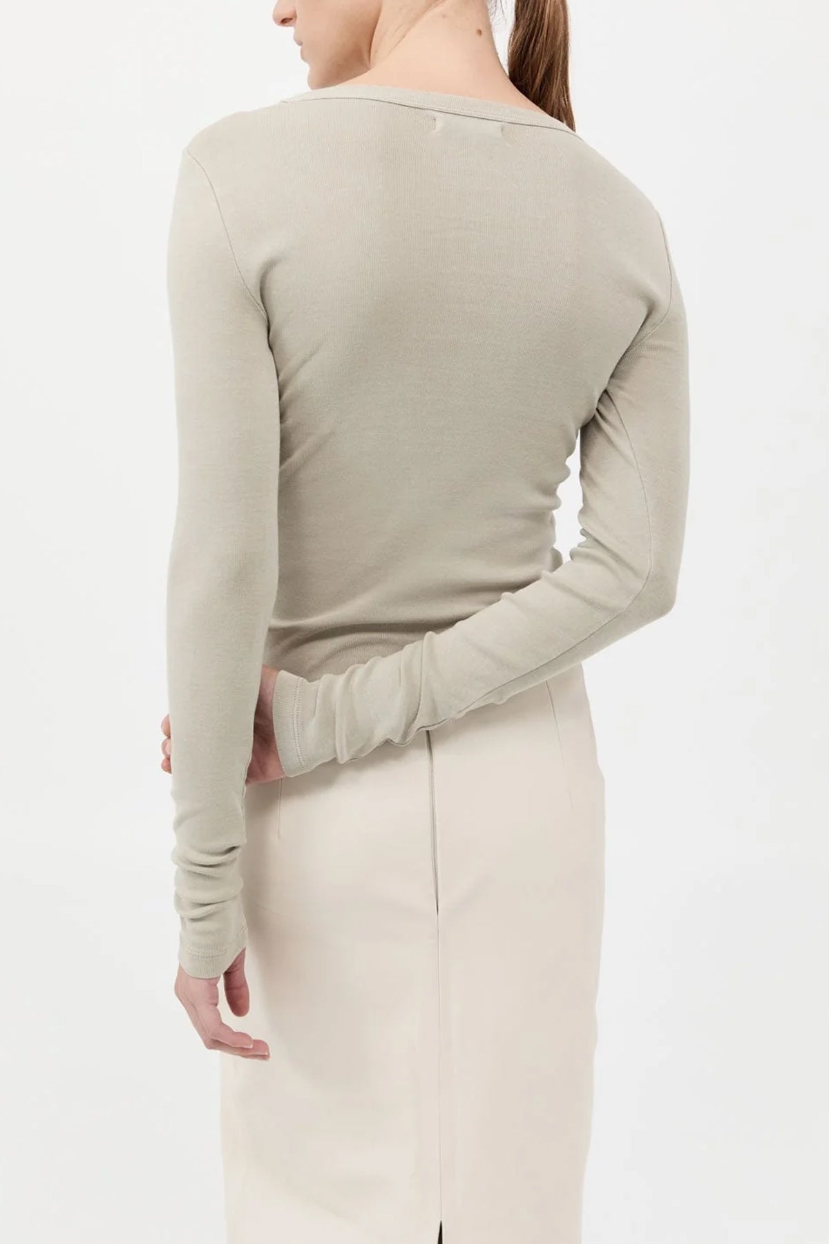 Organic Cotton Long Sleeve Top in Moss Grey - shop - olivia.com