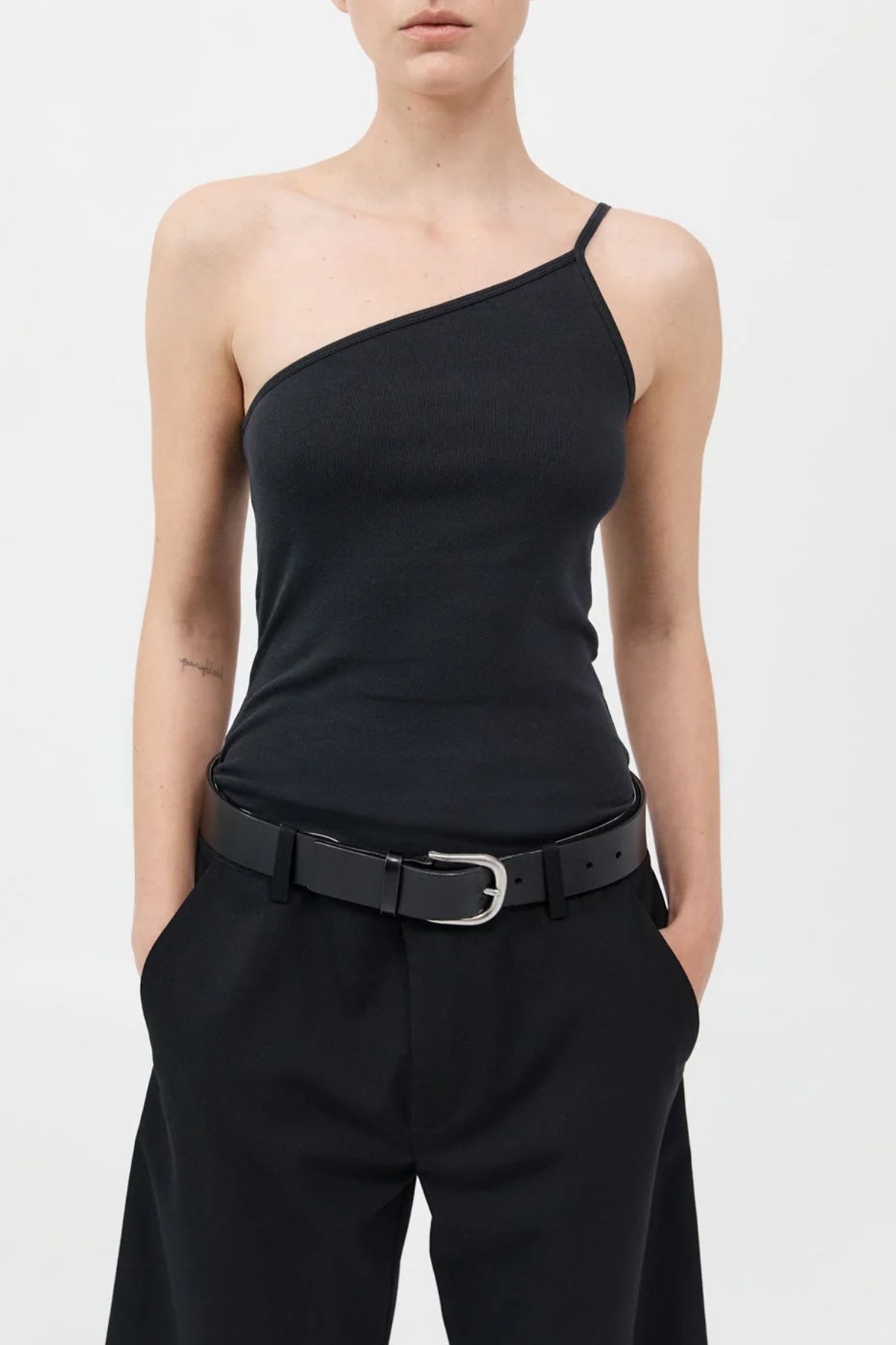 Organic Cotton One Shoulder Tank in Black - shop - olivia.com