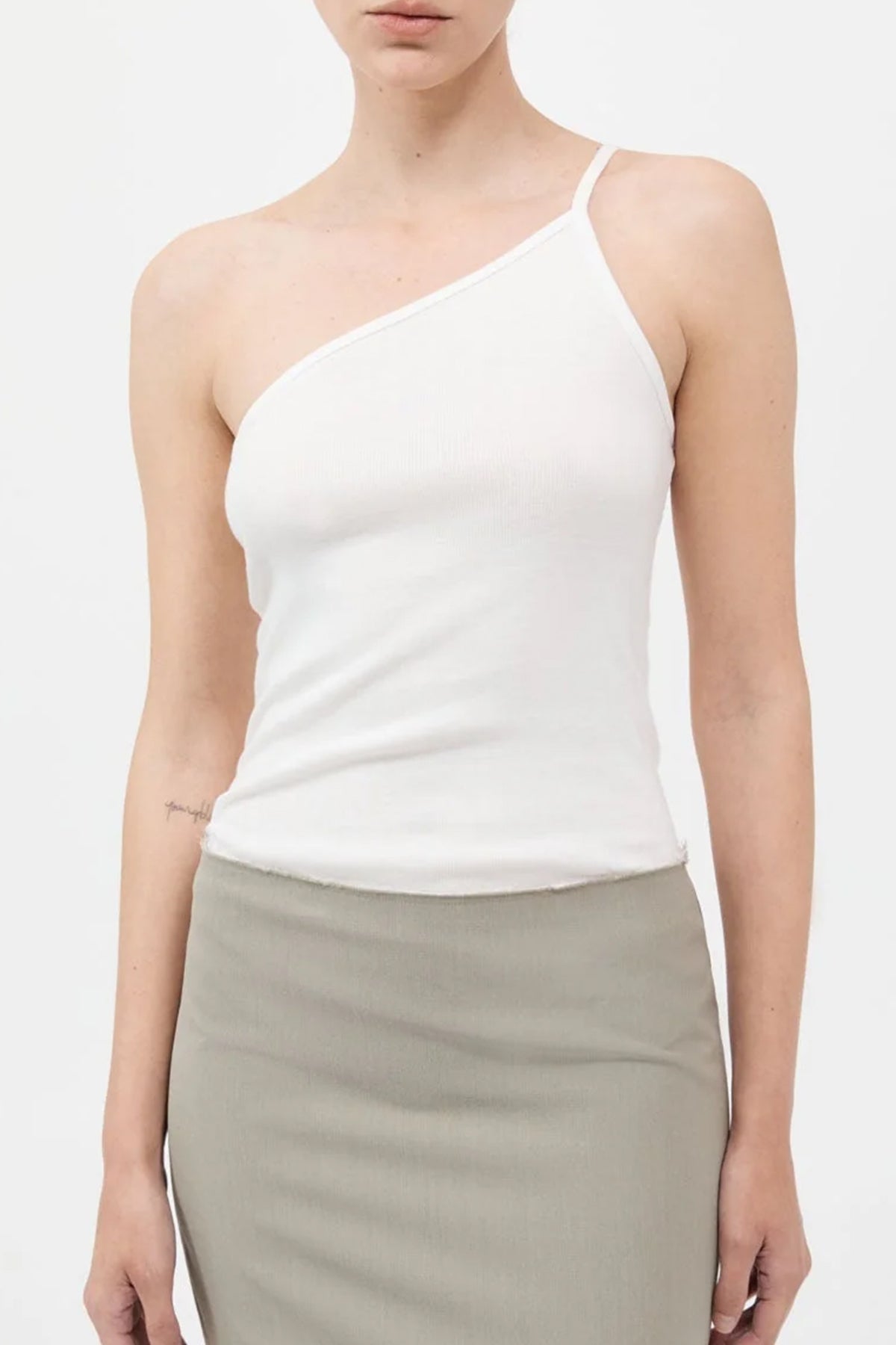 Organic Cotton One Shoulder Tank in White - shop - olivia.com