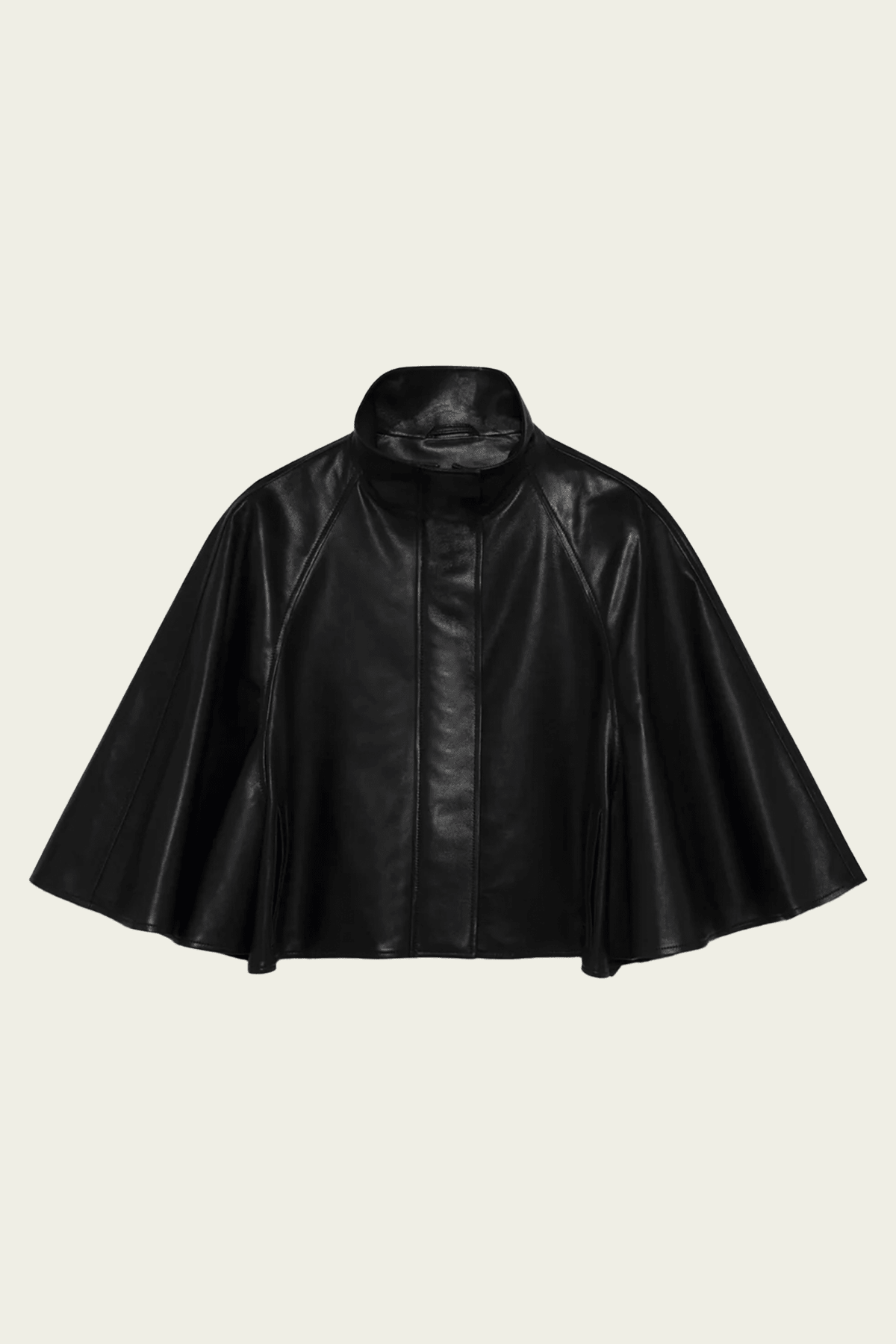 Orvik Leather Cape Jacket in Black - shop-olivia.com