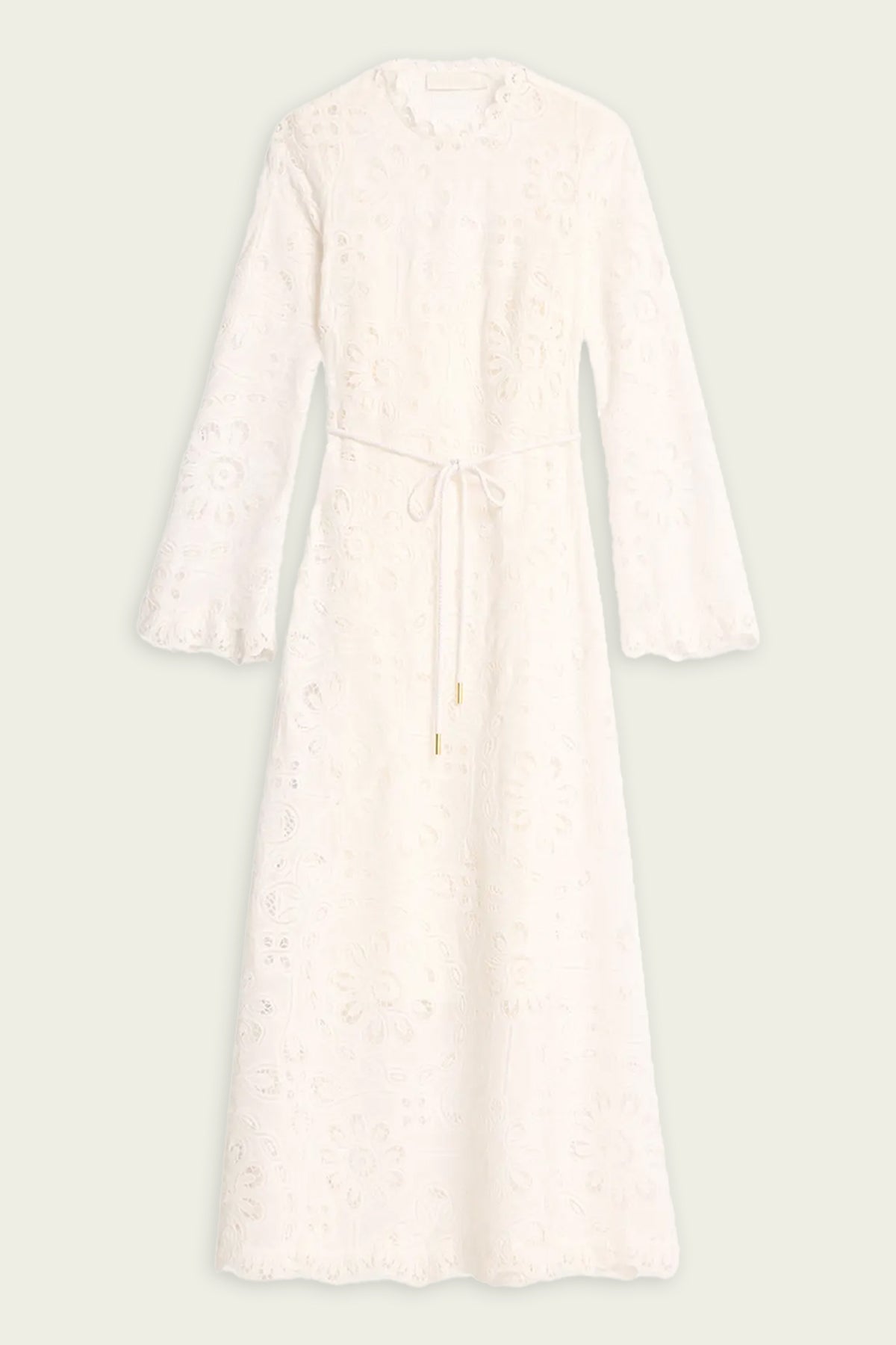 Ottie Embroidered Long Dress in Ivory - shop-olivia.com